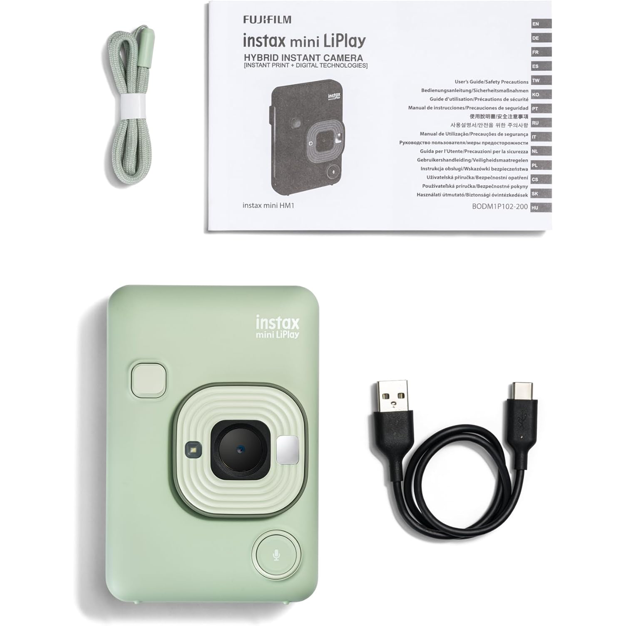 Fujifilm Instax Mini Liplay Hybrid Instant Camera - Matcha Green | Digital & Print Polaroid Camera with Bluetooth & App | Perfect for Travel, Parties & DIY Scrapbooking