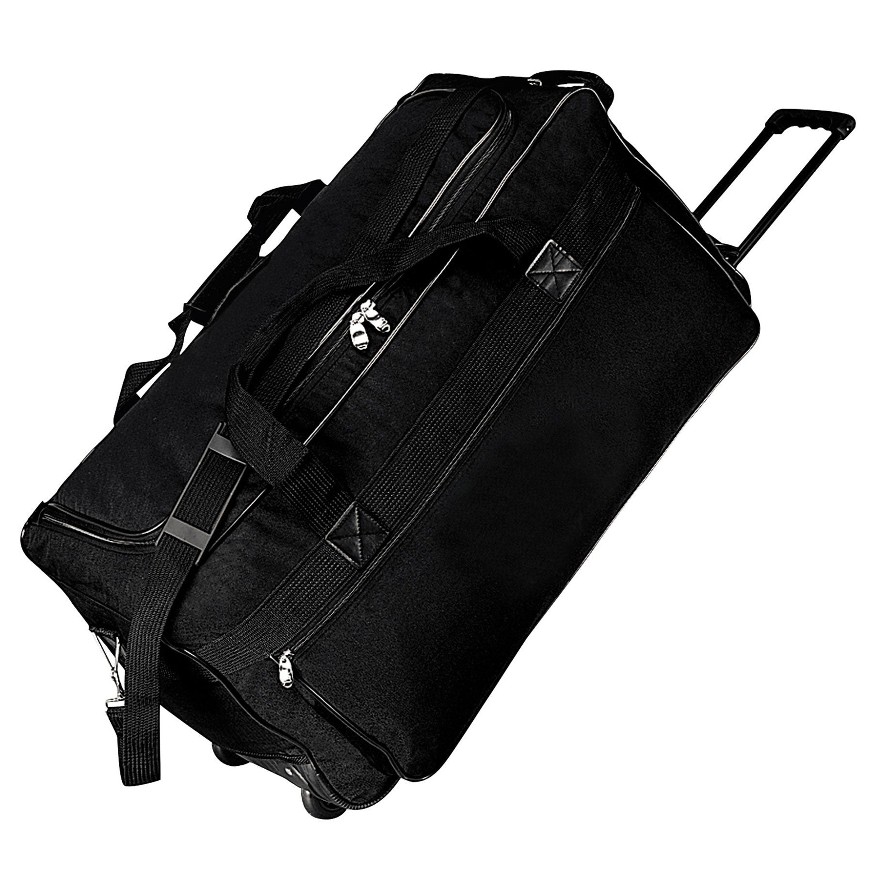Black Rolling Duffle Bag with Wheels - 25L x 13H x 11D - Perfect for Travel, Gym & Weekend Getaways