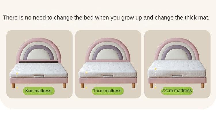 Organic Leather Kids Soft Rainbow Bed – Durable & Comfortable Toddler Bed for Boys & Girls – Perfect for Nursery, Bedroom & Playroom Decor