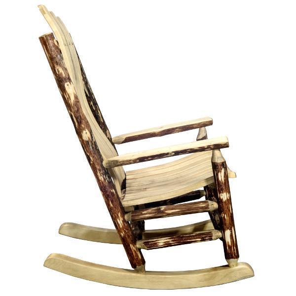 Premium Glacier Country Adult Log Rocker Chair - Heavy Duty Outdoor Patio Furniture - Weather-Resistant Stain Finish - Perfect for Porch, Garden & Camping Relaxation