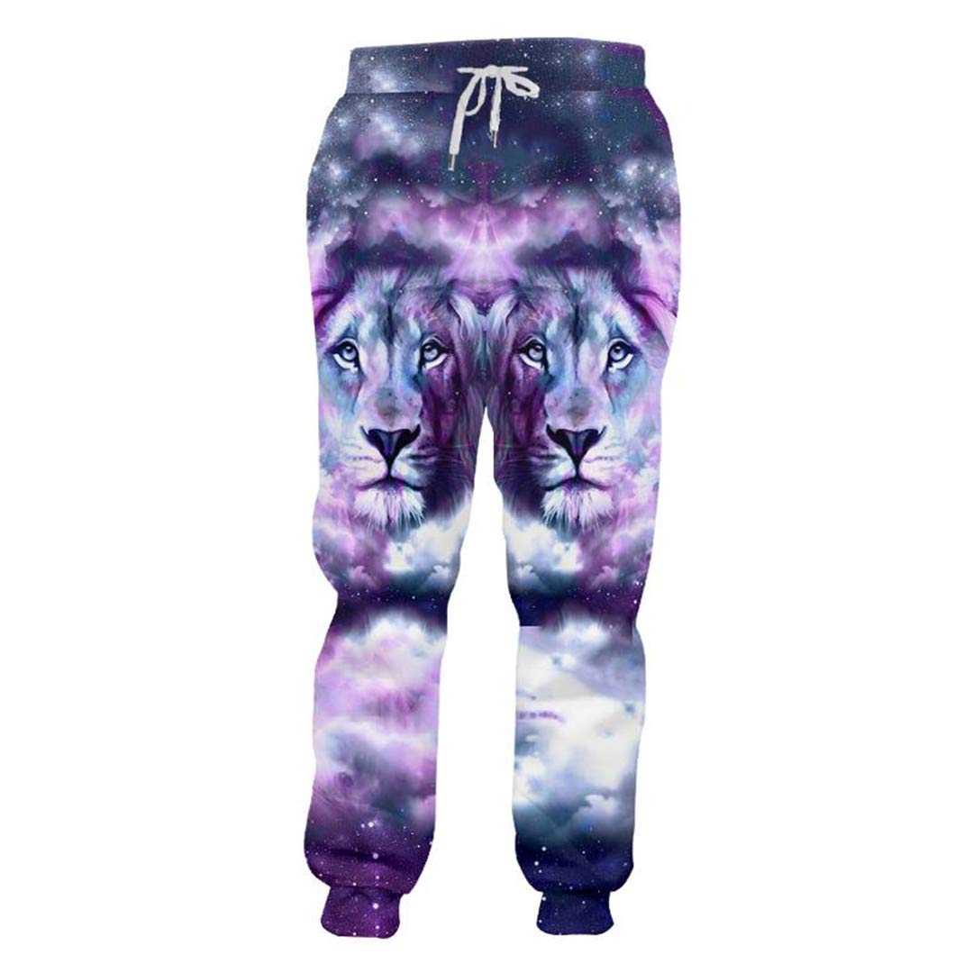 3D Printed Galaxy Space Lion Sweatpants for Men - Hip Hop Joggers with Drawstring Waist | Perfect for Casual Wear, Gym, and Street Fashion