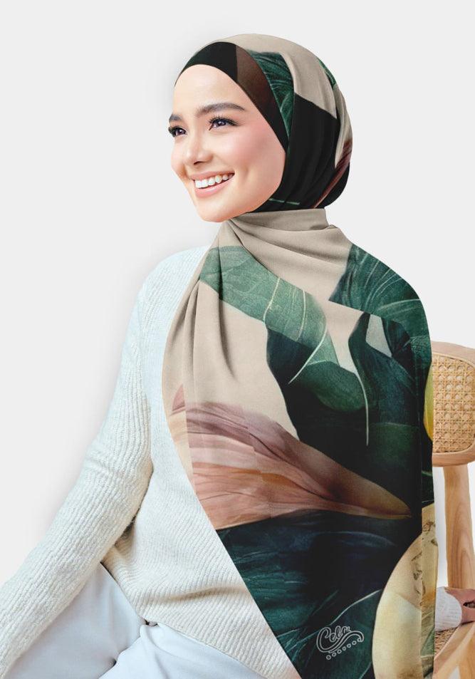 Masika Printed Chiffon Hijab - Lightweight Muslim Scarf for Women, Breathable Fashion Headscarf with Floral Design - Perfect for Daily Wear, Prayer, and Special Occasions