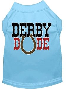 Derby Dude Screen Print Dog Shirt - Colorful Pet Apparel for Small & Medium Dogs - Perfect for Derby Parties & Pet Costume Events
