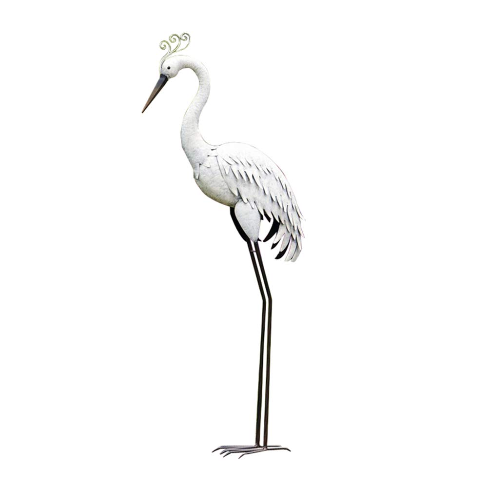 Large Metal Garden Crane Sculpture - Decorative Bird Statue for Outdoor & Indoor Decor | Winged Animal Art for Patio, Lawn, and Home Garden