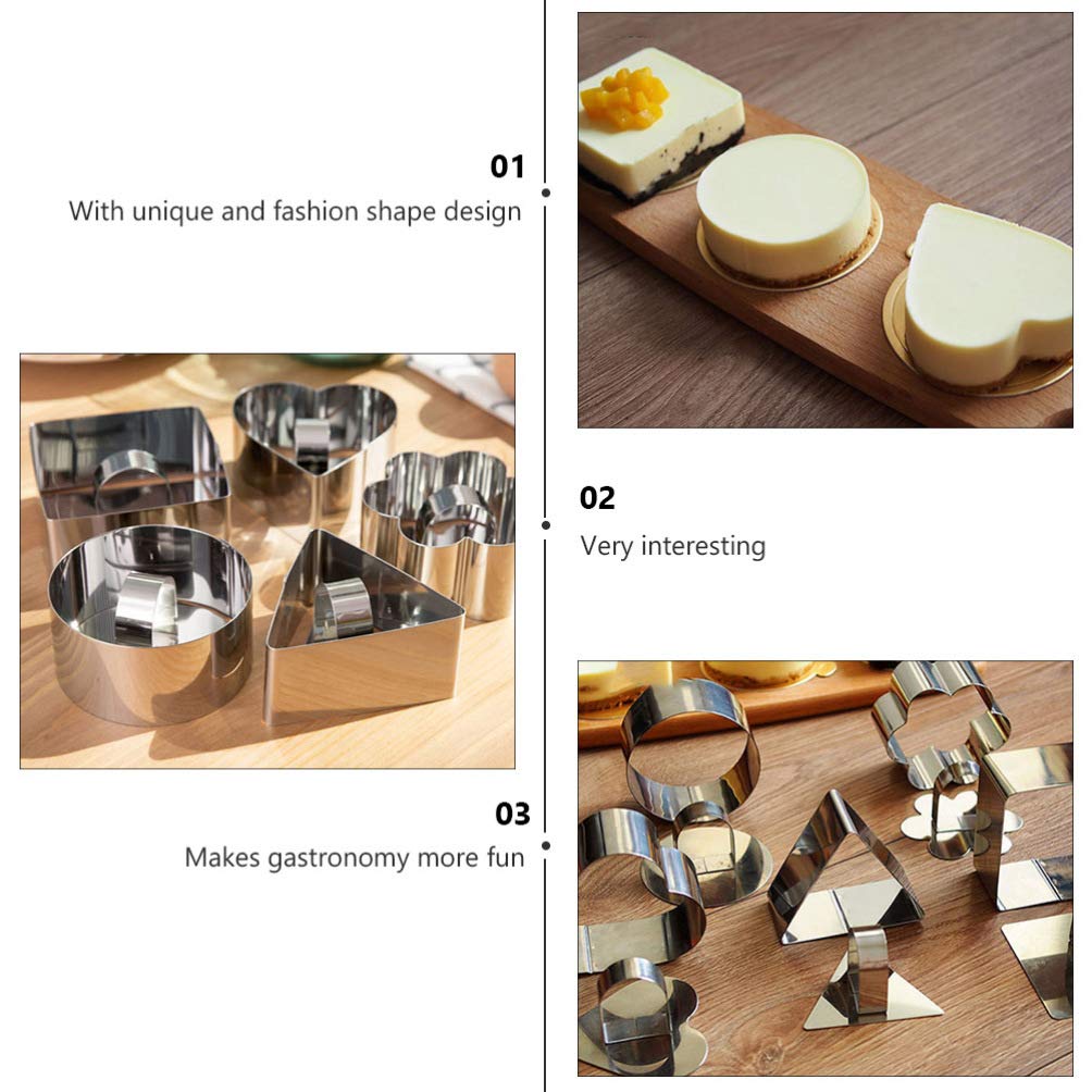 5-Piece Stainless Steel Biscuit Molds with Push Plate - Cookie & Cake Baking Tools for Perfect Desserts, Pastries, Mousse Rings - Ideal for Home Bakers & Professional Chefs