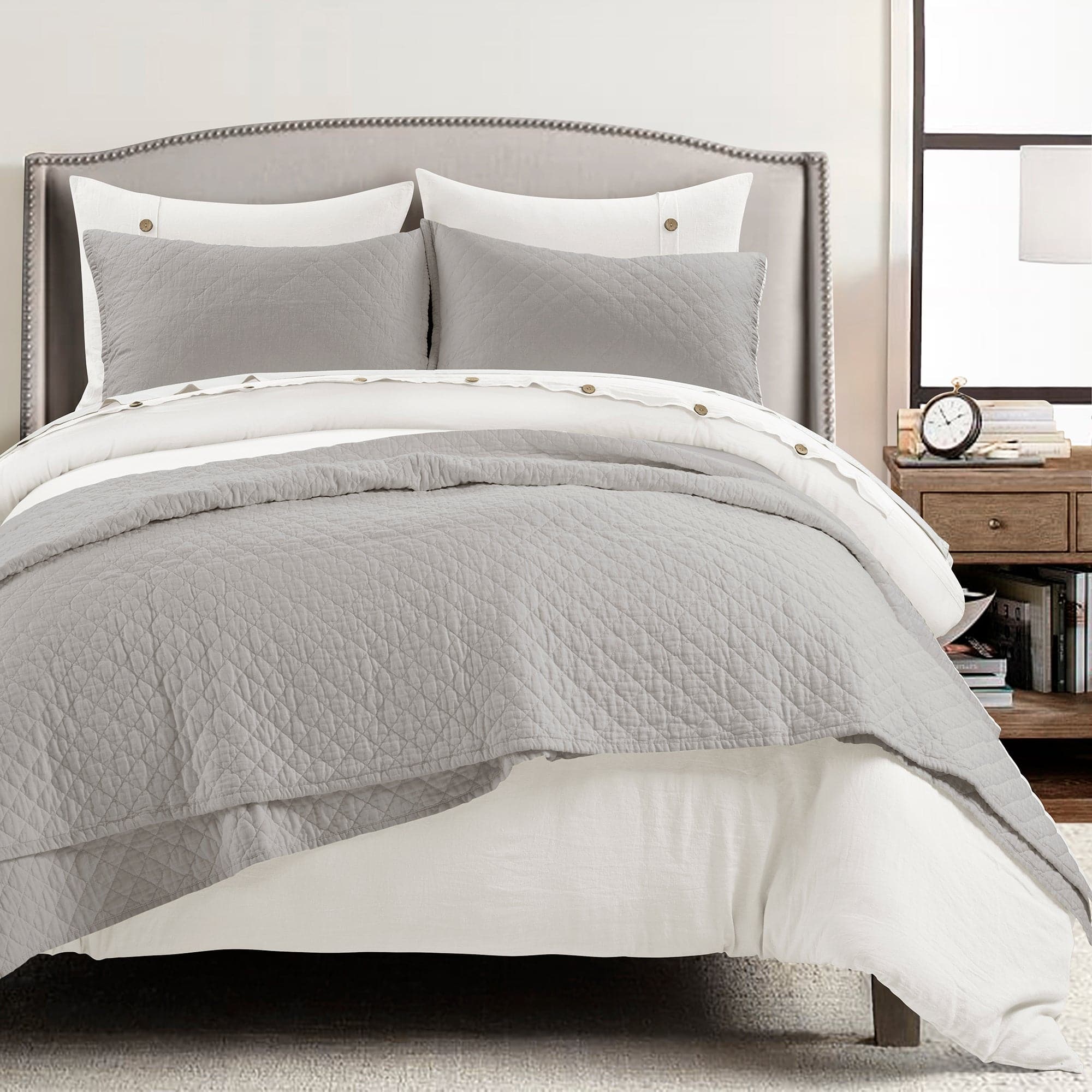 Premium Belgian Flax Linen & Cotton Blend 3-Piece Quilt Set - King/Queen Size - Soft Breathable Bedding for All Seasons - Perfect for Master Bedroom, Guest Room & Vacation Homes