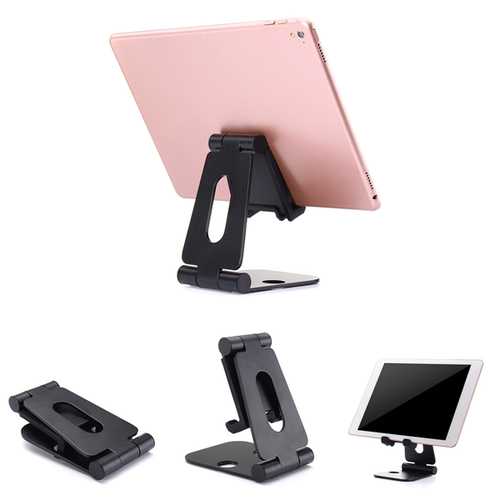 Aluminum Double Folding Bracket Stand for Smartphone & Tablet - Adjustable Phone Holder for Desk, Bed, Car - Perfect for Watching Videos, Video Calls & Reading