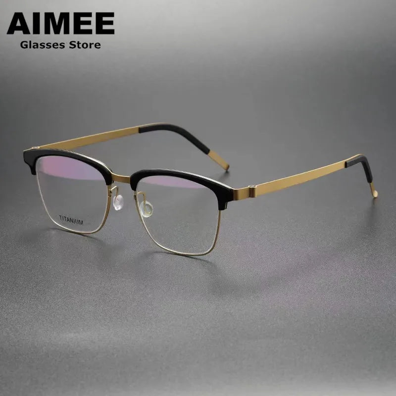 Aimee Unisex Full Rim Square Screwless Titanium Eyeglasses 69835 - Lightweight Durable Frame for Men & Women - Perfect for Reading, Work, and Everyday Use