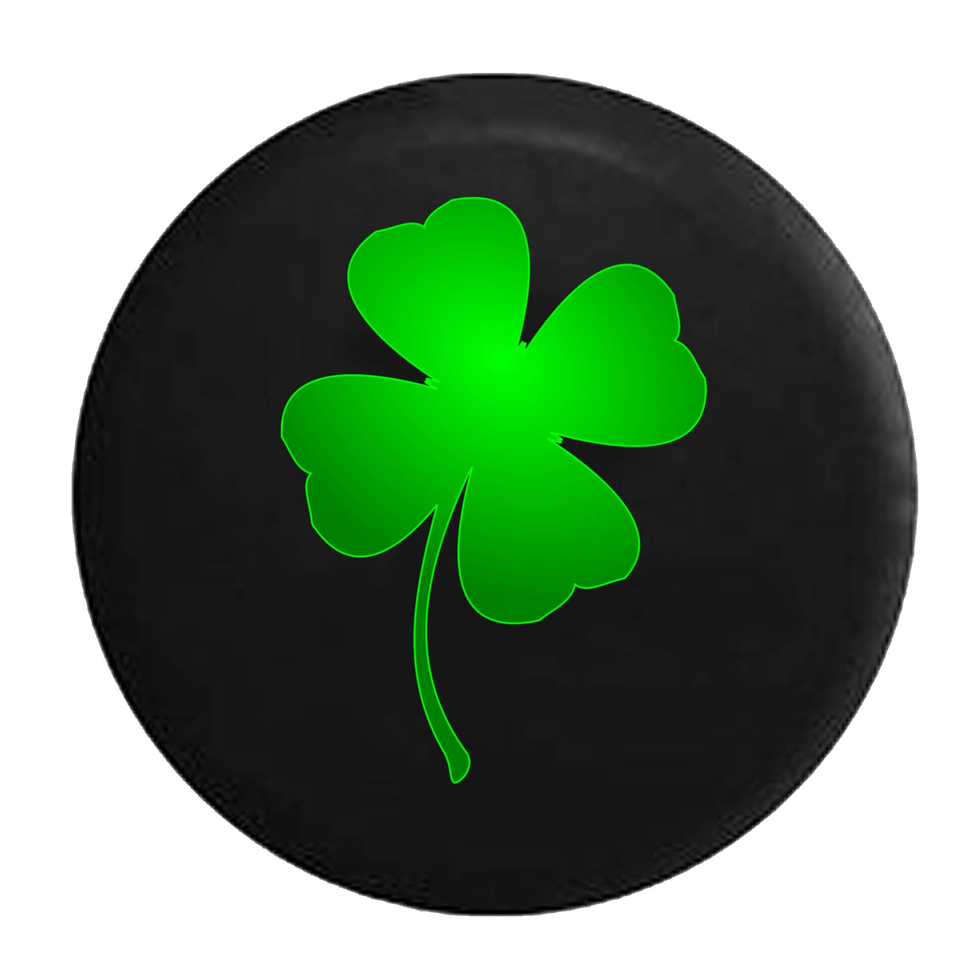 American Unlimited Green Lucky 4 Leaf Clover Shamrock Irish Heritage Spare Tire Cover - Black 32 Inch for Jeep, SUV & Truck - Perfect for St. Patrick's Day & Irish Pride Accessories