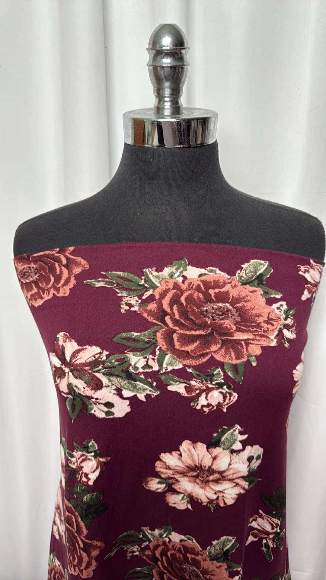Floral Print Double Brushed Poly Spandex Fabric - 2 Yard Cut - Soft Stretchy Material for DIY Dresses, Leggings & Activewear