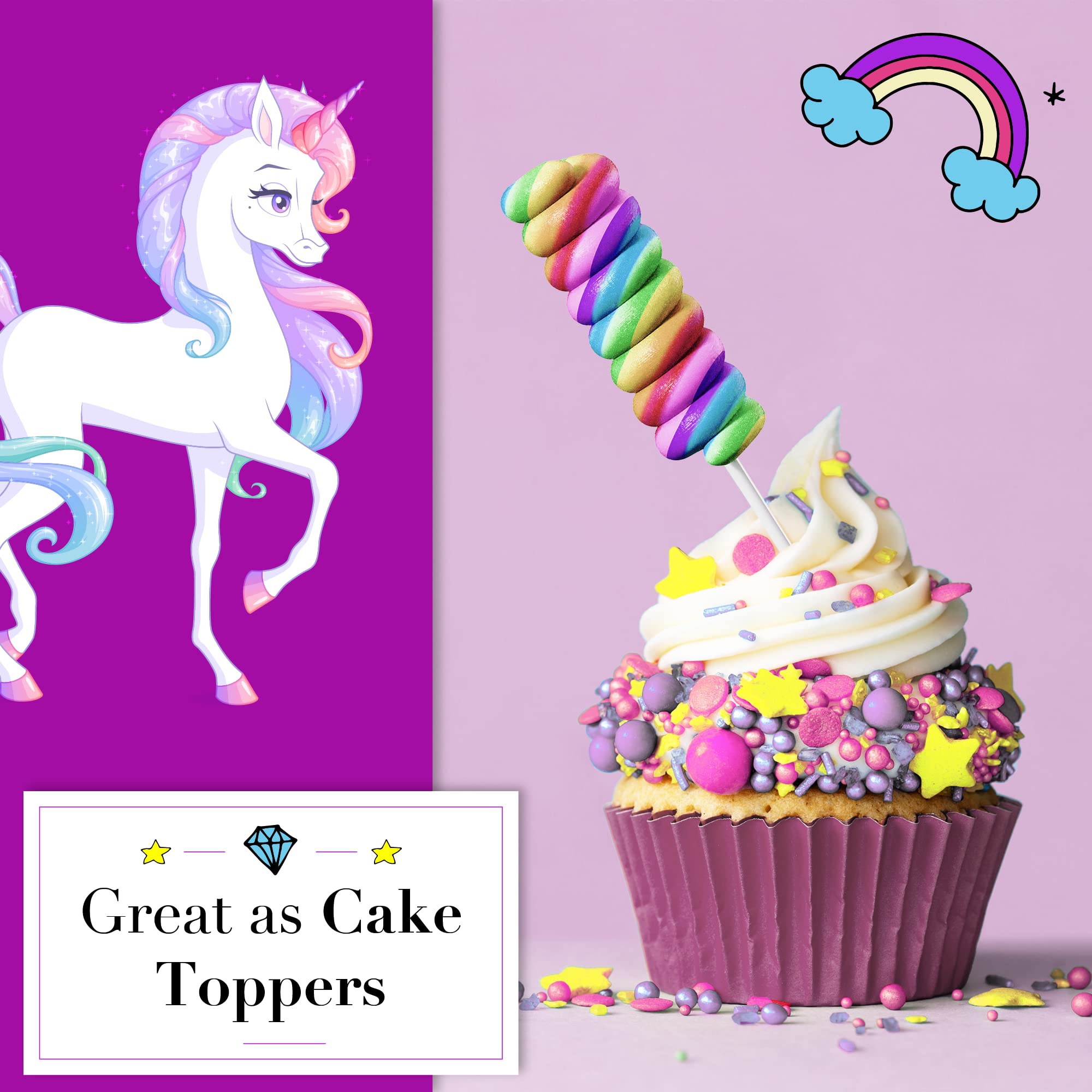 Unicorn Lollipops Individually Wrapped (20 Pack) - Rainbow Colored Candy for Unicorn Birthday Party Favors, Goodie Bags & Decorations - Perfect for Kids Birthday Parties, Baby Showers & Themed Events