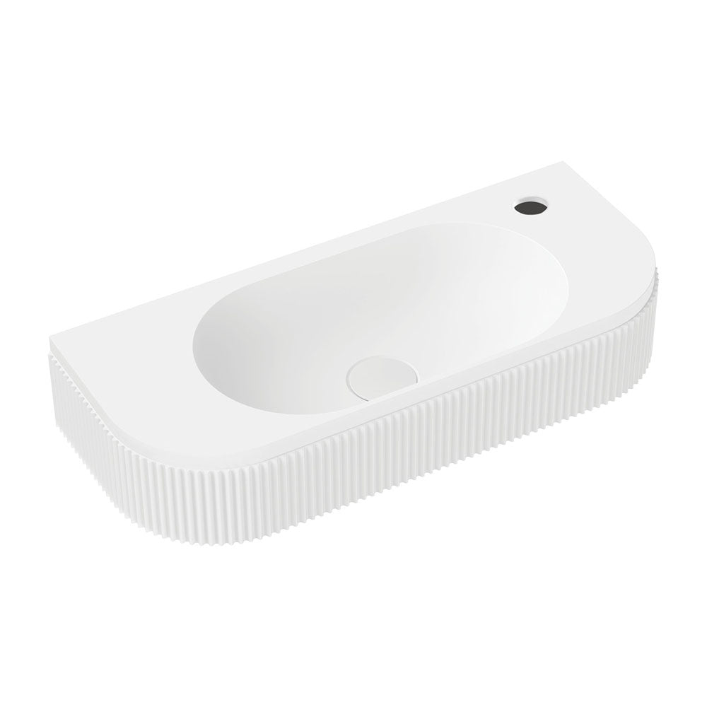 Fienza CSB310 1 Minka Solid Surface Wall Mount Bathroom Sink with Single Faucet Hole - Modern Vanity Basin for Powder Room, Guest Bath & Small Space Installation