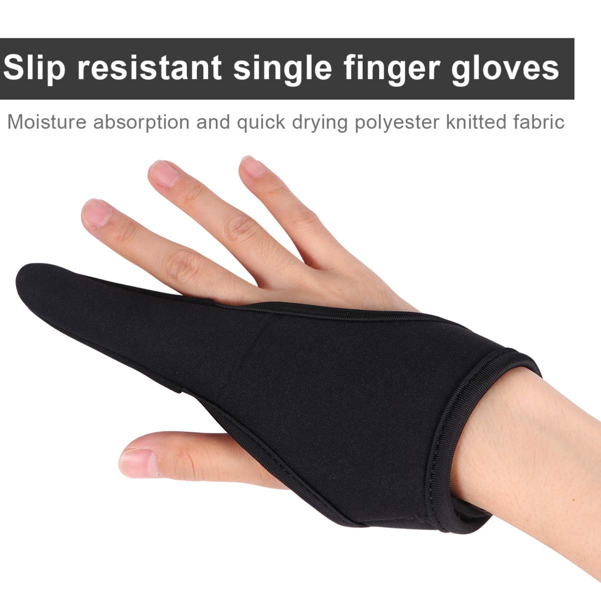 HEALLILY Fishing Gloves - Single Finger Gloves with Elastic Band for Outdoor Fishing, Finger Protector Gauntlet (Black) - Ideal for Saltwater, Freshwater & Ice Fishing Adventures