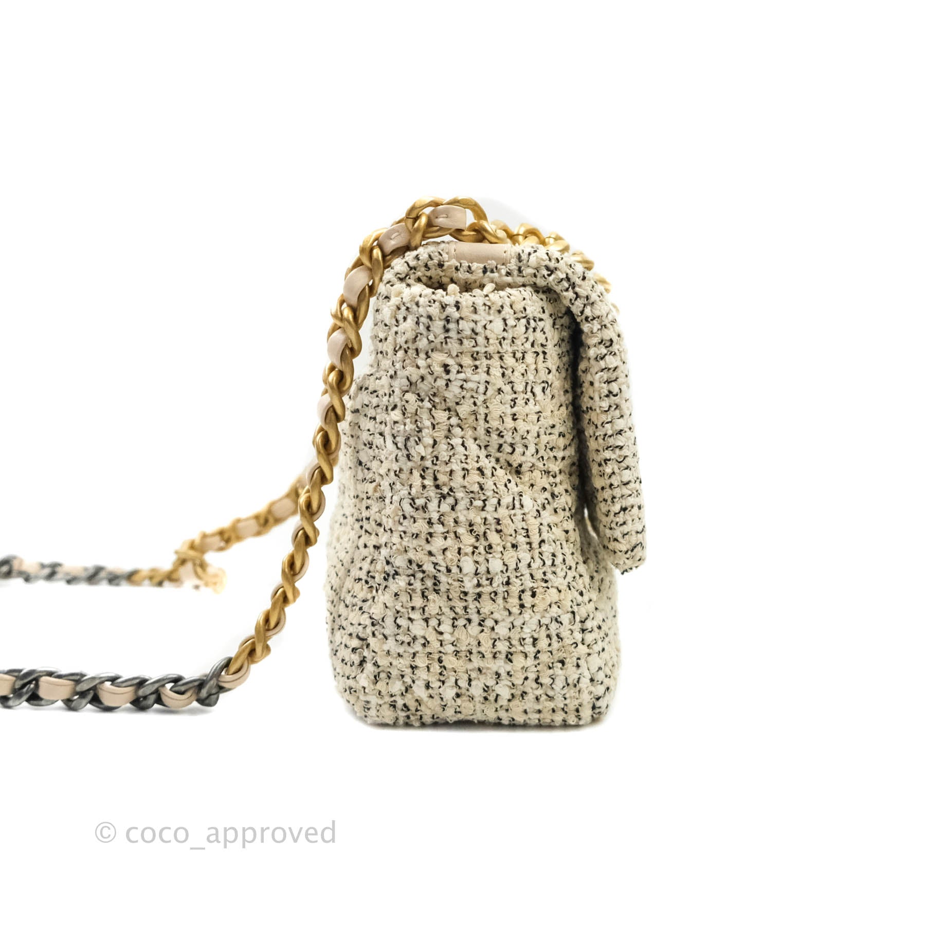 Chanel 19 Small Handbag - Oreo Tweed Cream with Mixed Hardware | Luxury Crossbody Bag for Women | Perfect for Date Night & Special Occasions