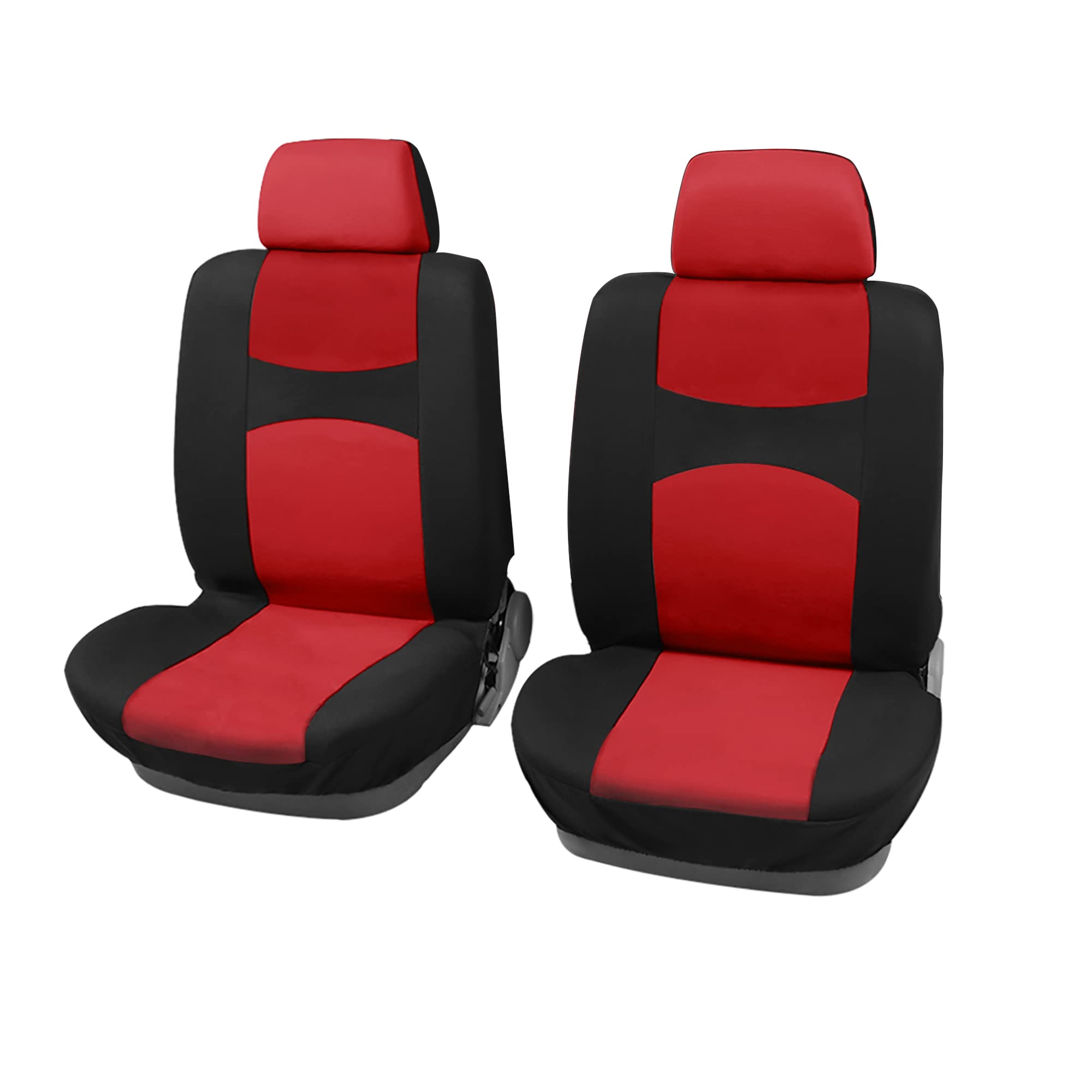 Universal Front Car Seat Covers for Cars, Trucks & SUVs - Breathable Fabric Seat Protector Pads (Black/Red) | Durable & Comfortable for Daily Commute, Road Trips & Family Travel