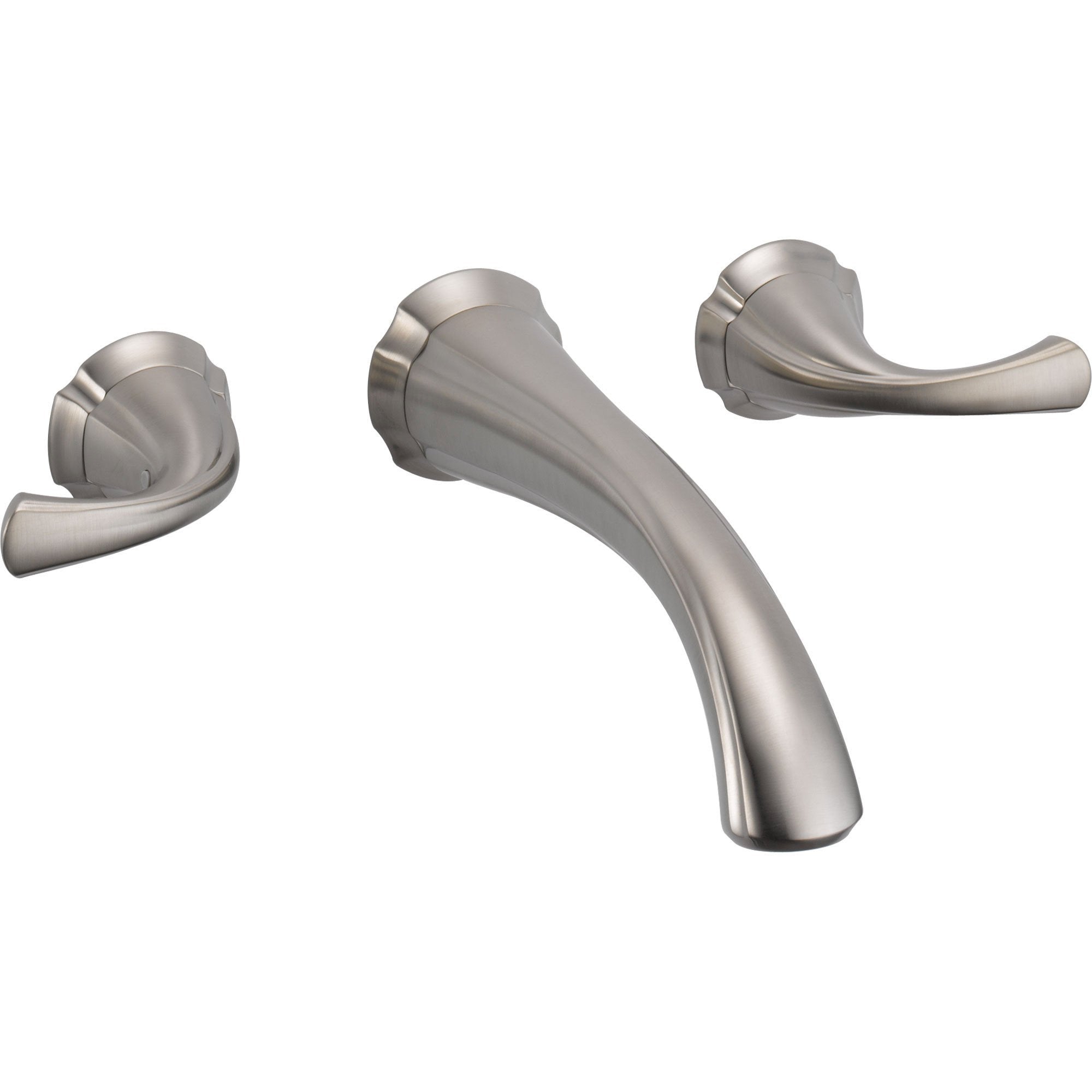 Delta Addison 2-Handle Wall Mount Bathroom Faucet in Stainless Steel Finish - 474348 | Modern Water-Saving Design for Bathroom & Powder Room Sink Installation