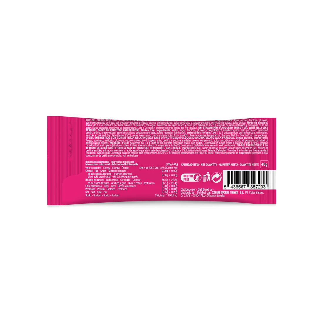 226ERS Hydra Jelly 40g - Strawberry Flavor Energy Gel for Runners & Cyclists | Endurance Sports Nutrition | Marathon, Triathlon & Training Fuel