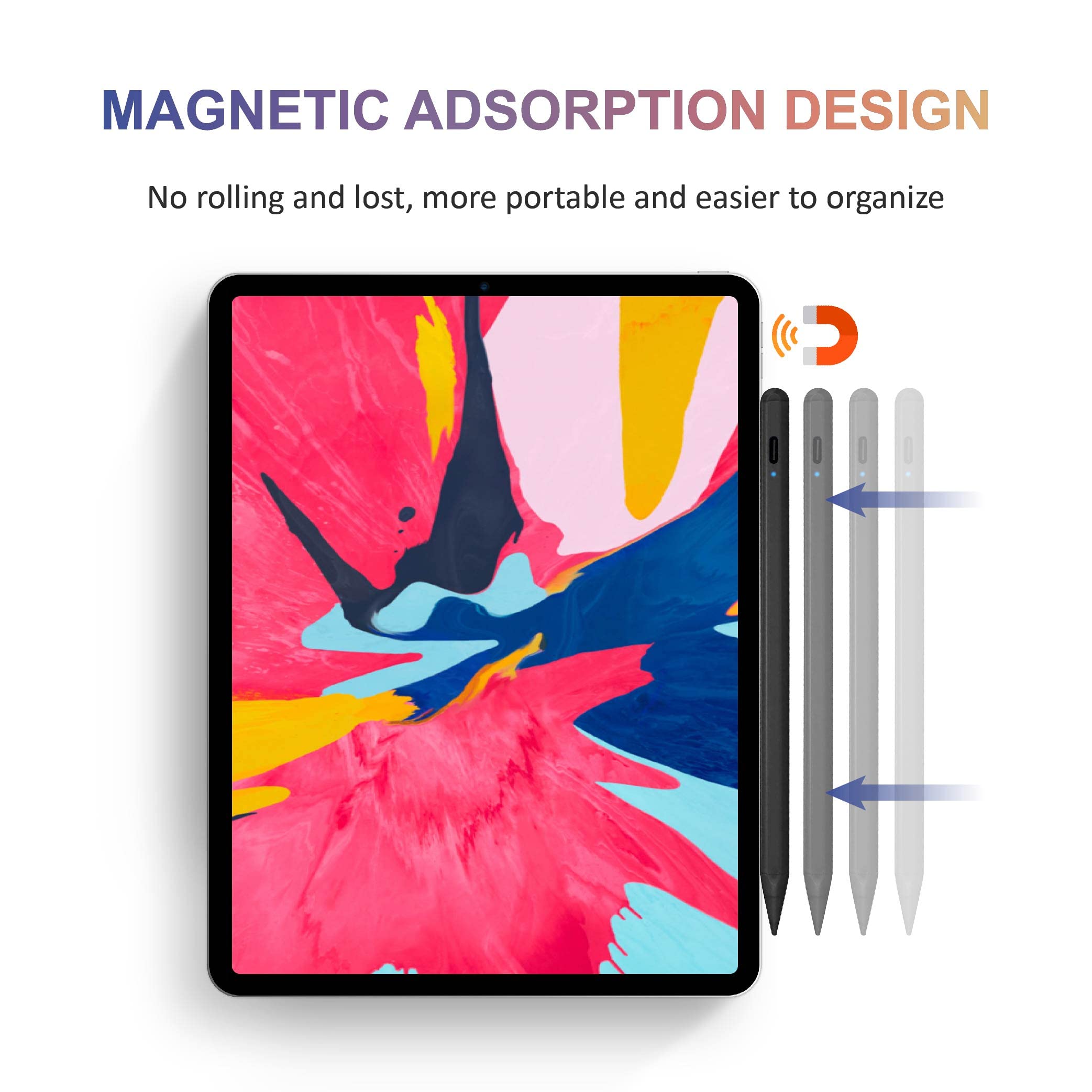 Premium Stylus Pen for iPad Pro 11/12.9 (2018-2022), iPad 6/7/8/9, iPad Mini 5/6, iPad Air 3/4 - Magnetic Apple Pencil Alternative with Palm Rejection & Tilt Sensitivity - Perfect for Drawing, Note-Taking & Digital Art (Black)