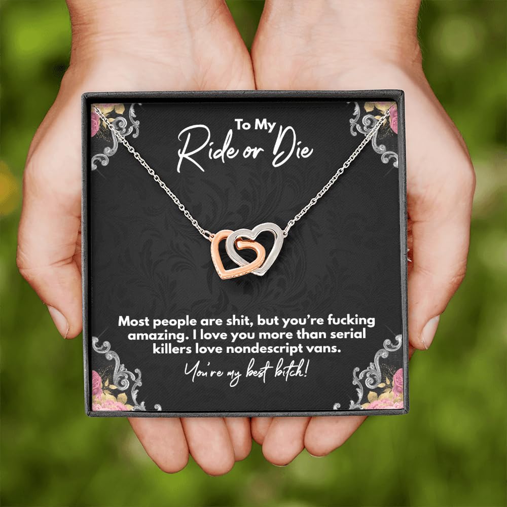 My Ride or Die Sister Necklace - Best Friend Heart Jewelry Gift for Unbiological Sisters | Perfect for Birthdays, Anniversaries & Friendship Day