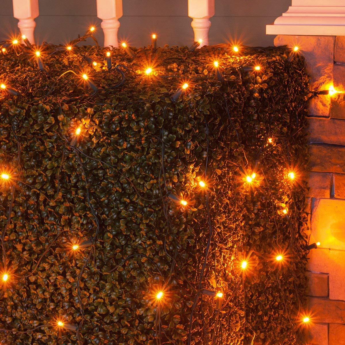 100 LED Orange Net Lights for Outdoor Holiday Decorations - 4x6 ft Christmas Hedge Lights with 5mm Bulbs - Perfect for Christmas Trees, Bushes, and Fence Decorations