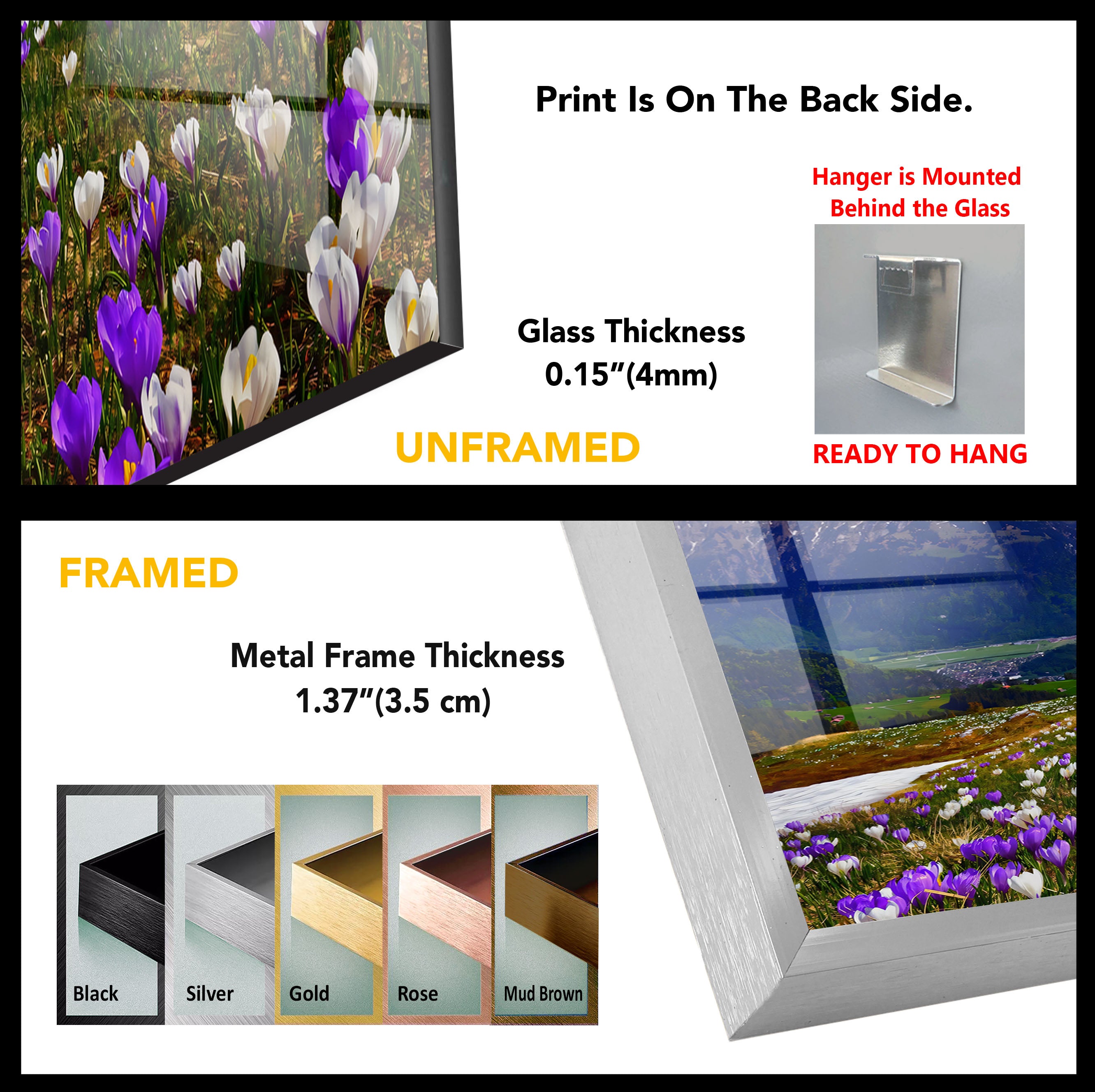 Alpine Meadow Glass Wall Art – Majestic Mountain & Blooming Wildflower Landscape Decor for Living Room, Bedroom & Office – Nature Inspired Home Décor