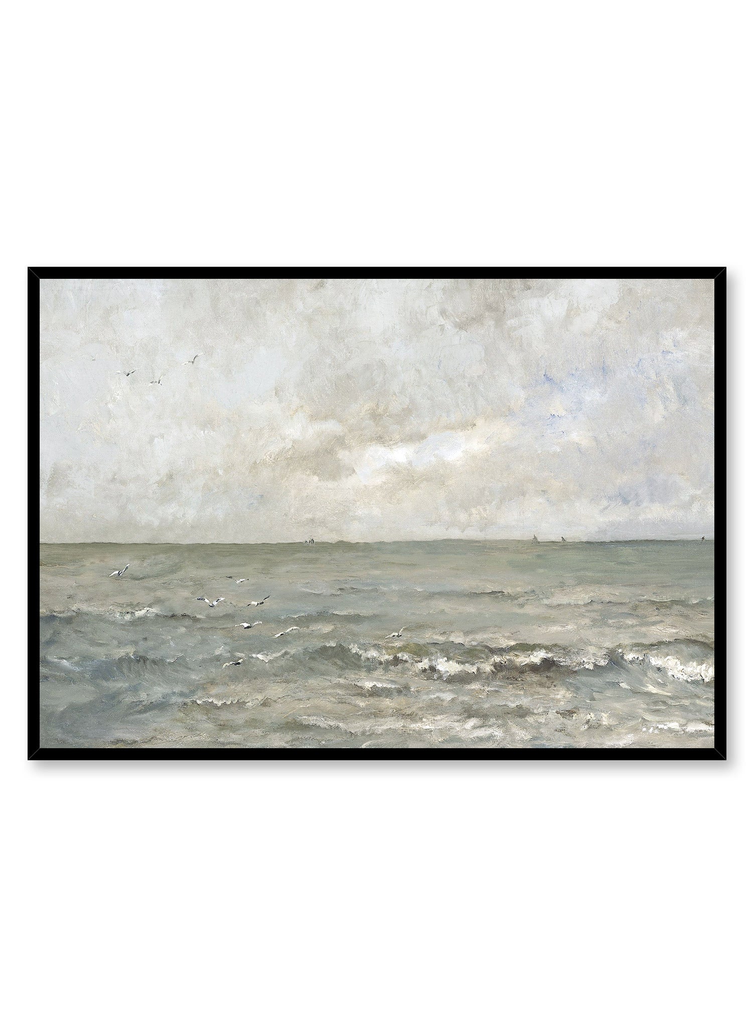 Seascape Wall Art Poster - Coastal Beach Ocean Waves Print for Home & Office Decor - Perfect for Living Room, Bedroom, Bathroom