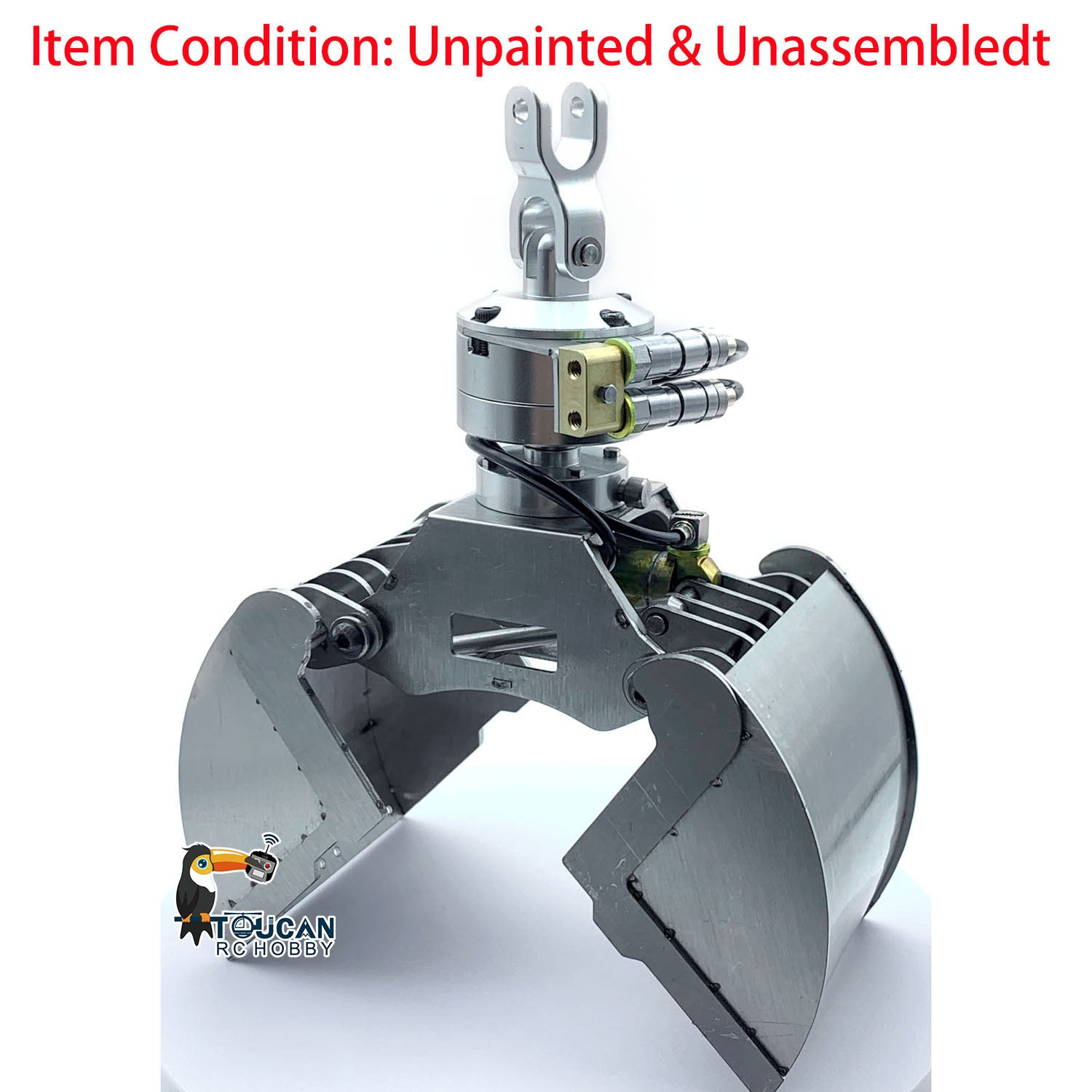 1/14 Scale Metal Hydraulic Claw Bucket for RC Crane & Dump Truck - Radio Controlled Dumper Car Accessory | DIY Hobby Model Parts | Construction & Mining Simulation Play
