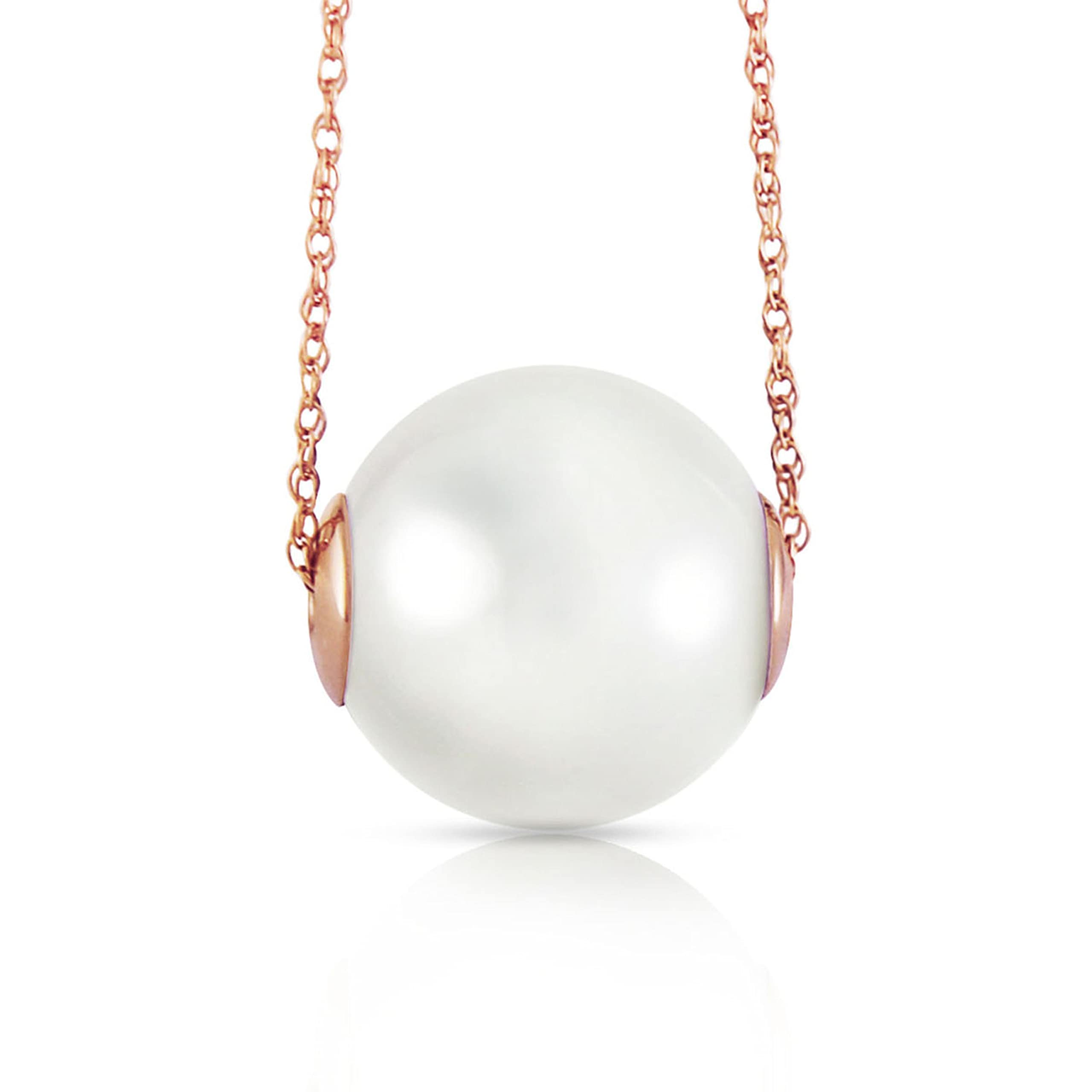 14K Rose Gold Necklace with 16mm White Shell Pearl - Elegant Galaxy Gold GG Jewelry for Women, Perfect for Weddings, Parties & Special Occasions