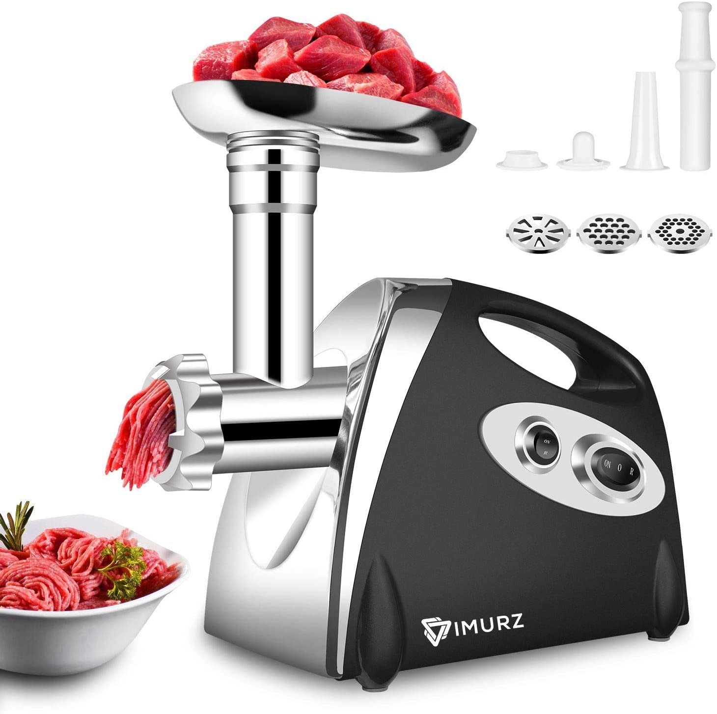 Powerful 2800W Electric Meat Grinder & Sausage Maker - Heavy Duty Food Processor with Kibbe Attachment - Perfect for Home Kitchen, Butcher Shop & BBQ Preparation (Black)