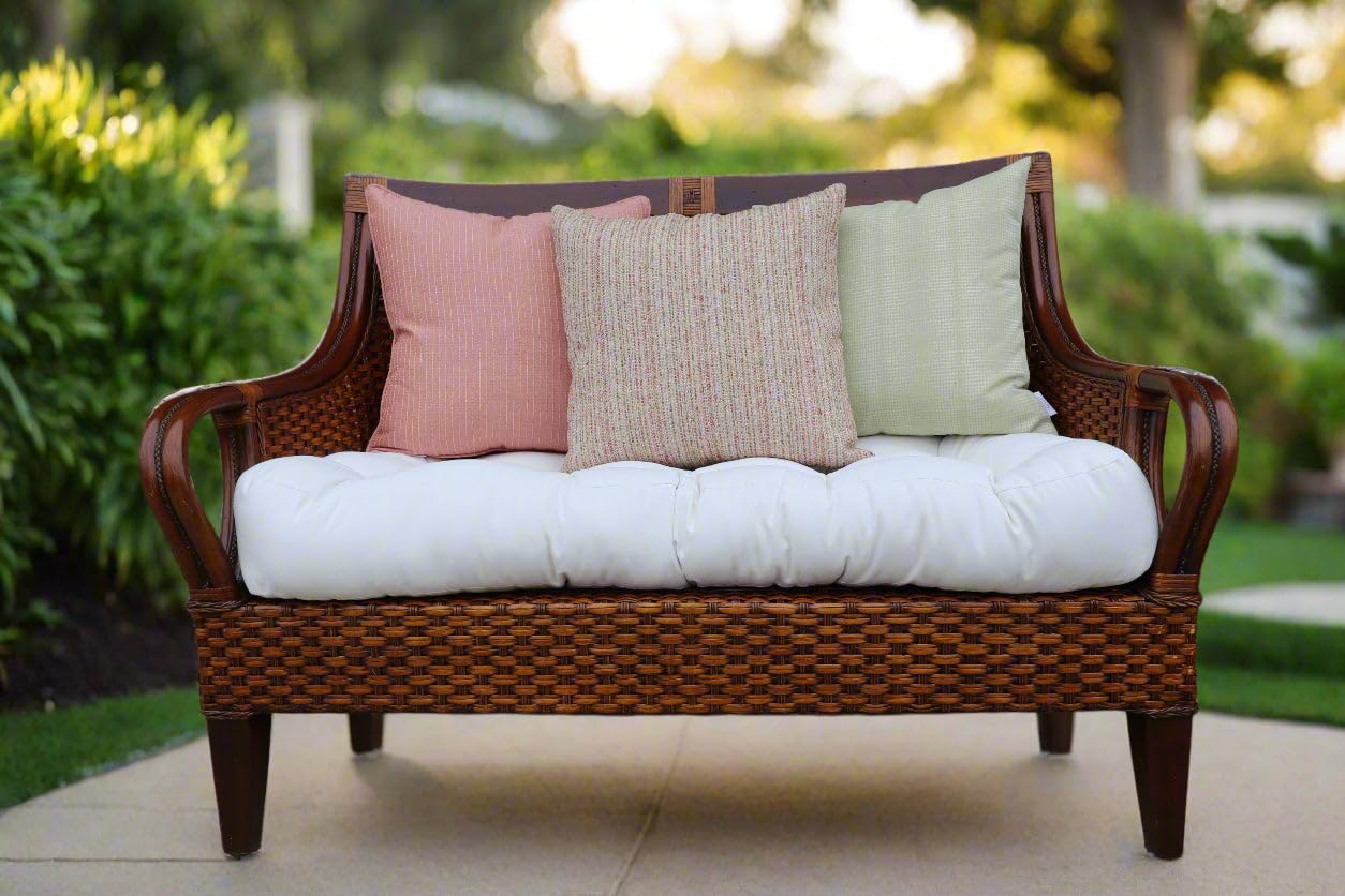 RSH DECOR: Sunbrella Tufted Wicker U-Shape Cushions Set of 2 | 22” x 22” Outdoor Patio Seat Cushions | Water-Resistant & UV-Protected Sunbrella Fabric | Canvas Jockey Red | Perfect for Garden, Poolside & Outdoor Lounge Furniture