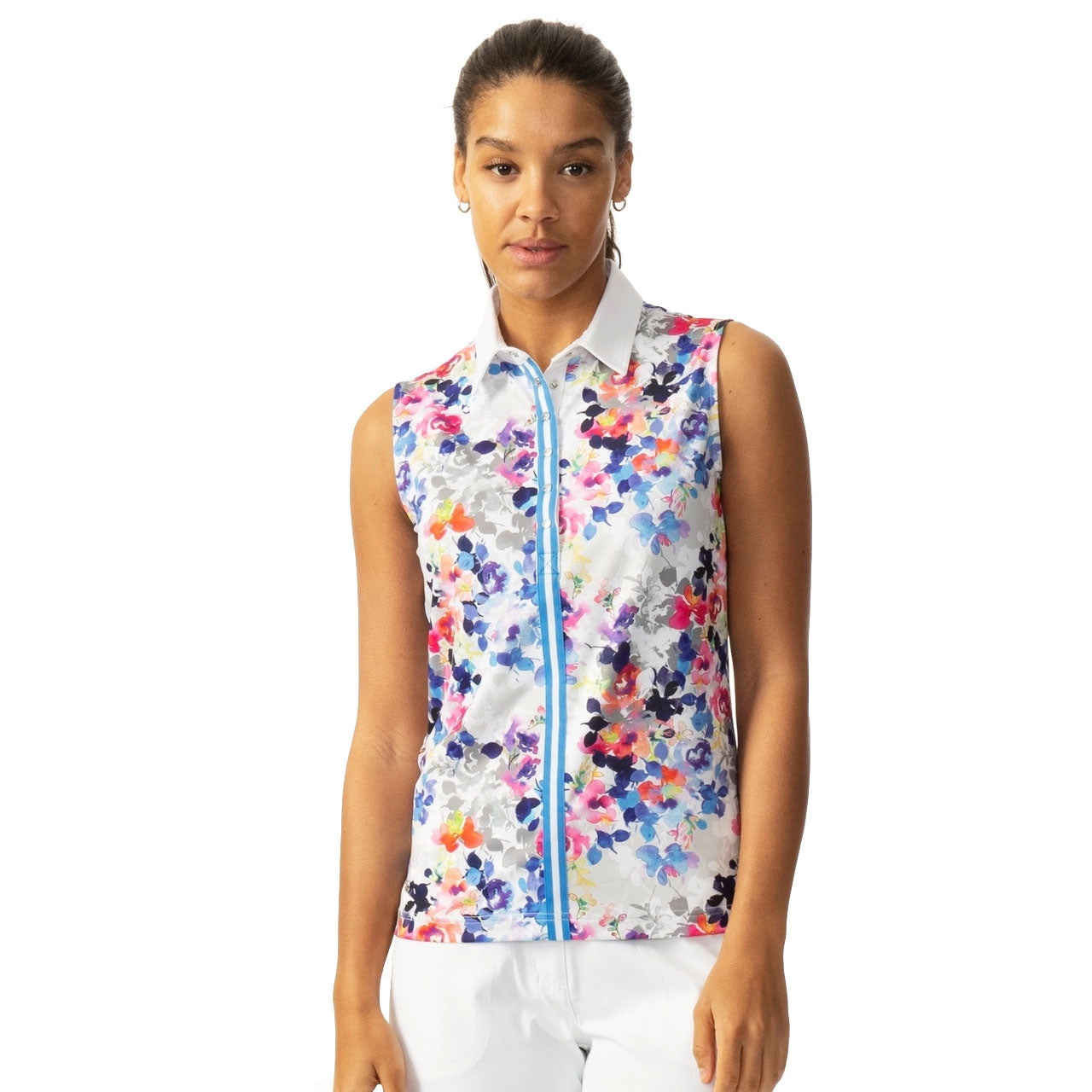 Women's White Sleeveless Golf Polo Shirt - Breathable Moisture-Wicking Athletic Top for Golf, Tennis & Outdoor Sports | Comfortable Summer Activewear