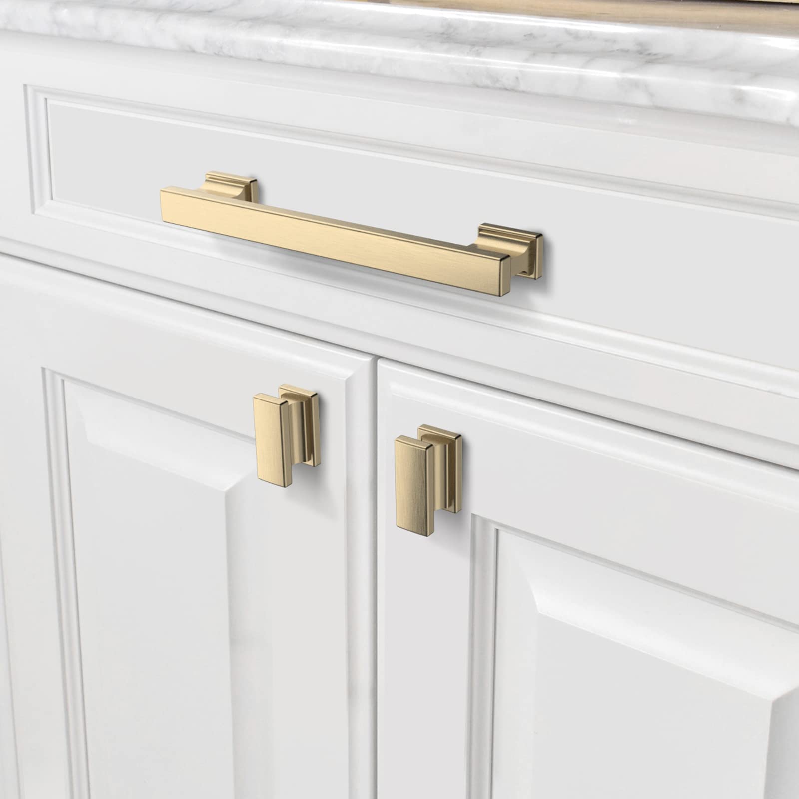 10 Pack Brushed Brass Cabinet Knobs - Elegant Zinc Alloy Drawer Pulls for Kitchen, Dresser & Furniture - Perfect for Home Renovation & DIY Projects
