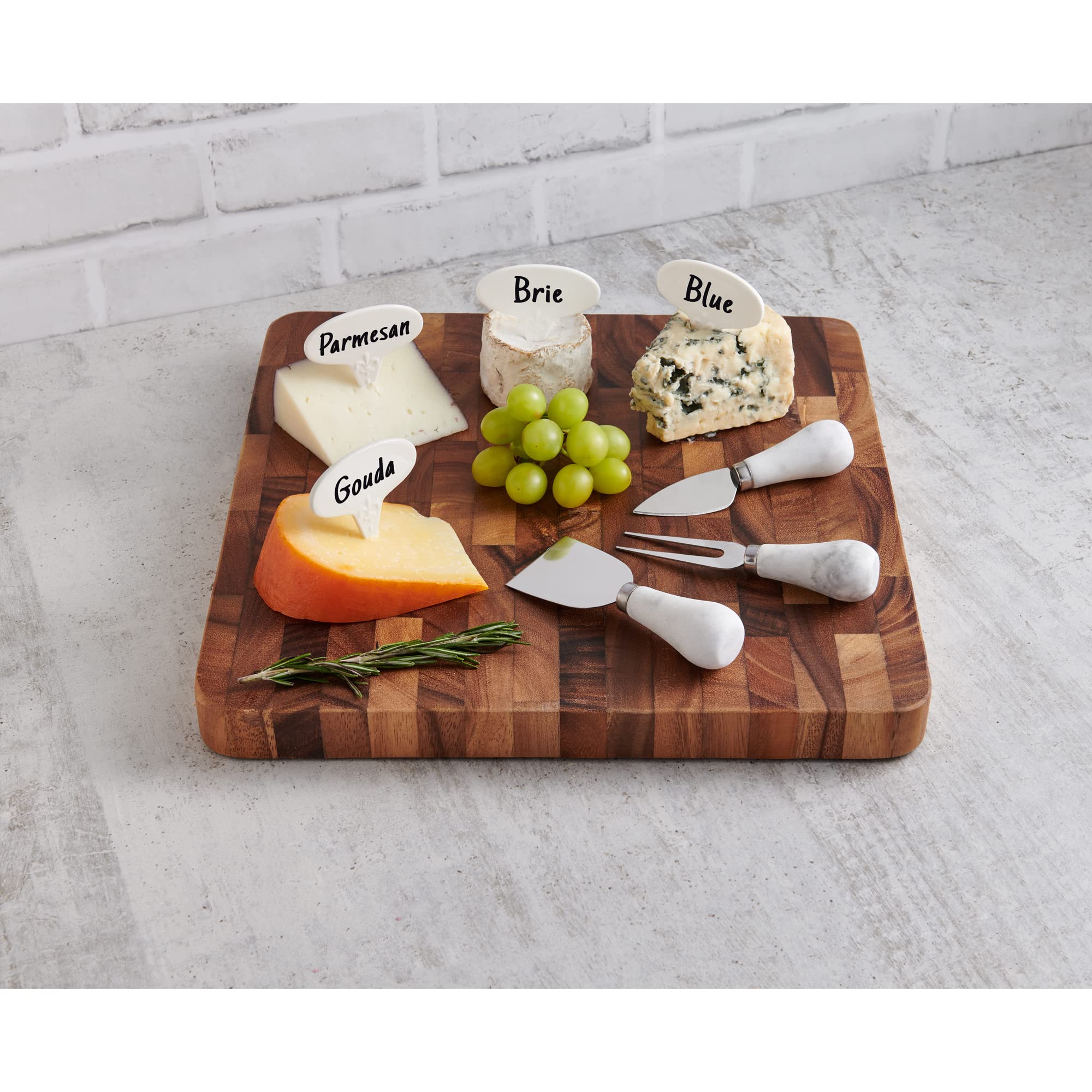 Premium HIC Kitchen Cheese Markers Set - 6-Piece Fine White Porcelain Cheese Labeling Sticks for Gourmet Cheese Boards, Party Platters & Charcuterie Displays