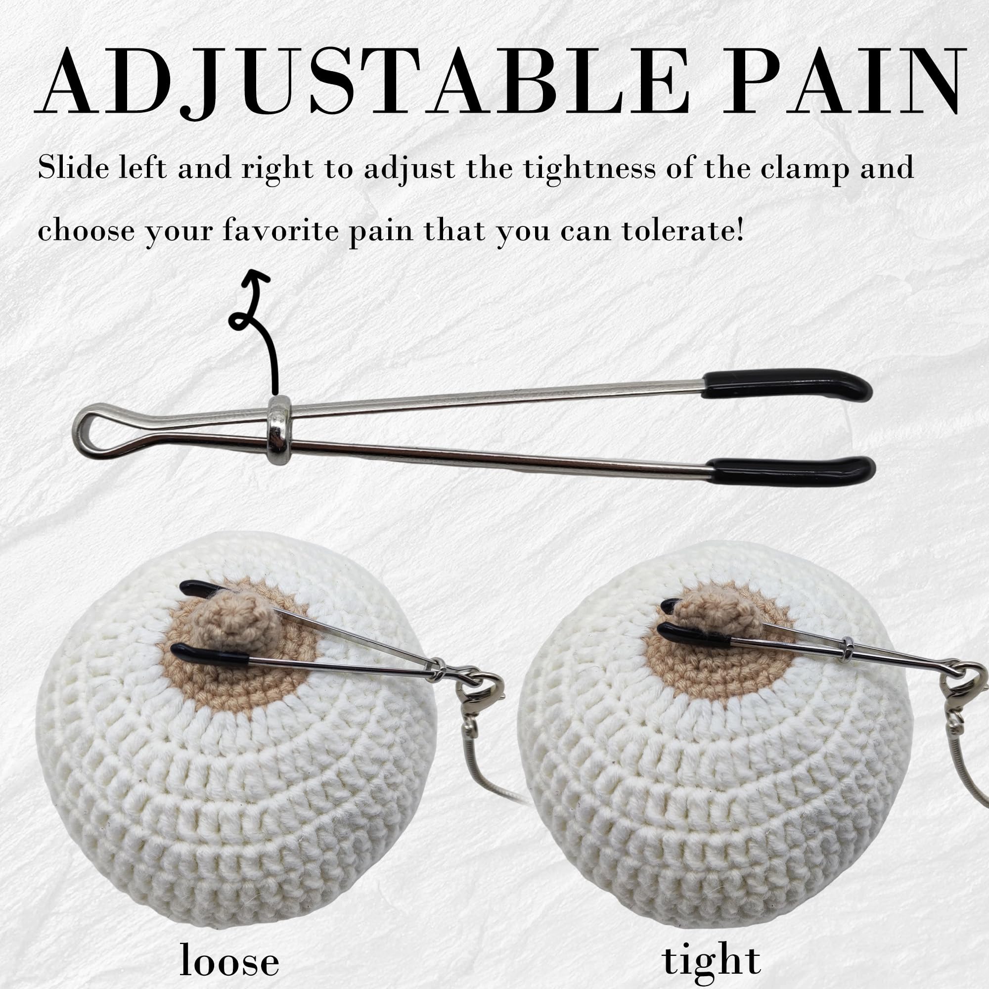 Non-Piercing BDSM Clitoral Clamp with Adjustable Metal Chain - Labia Spreader, Nipple & Nose Clip for Women - Perfect for Bondage, Fetish Play & Sensual Exploration