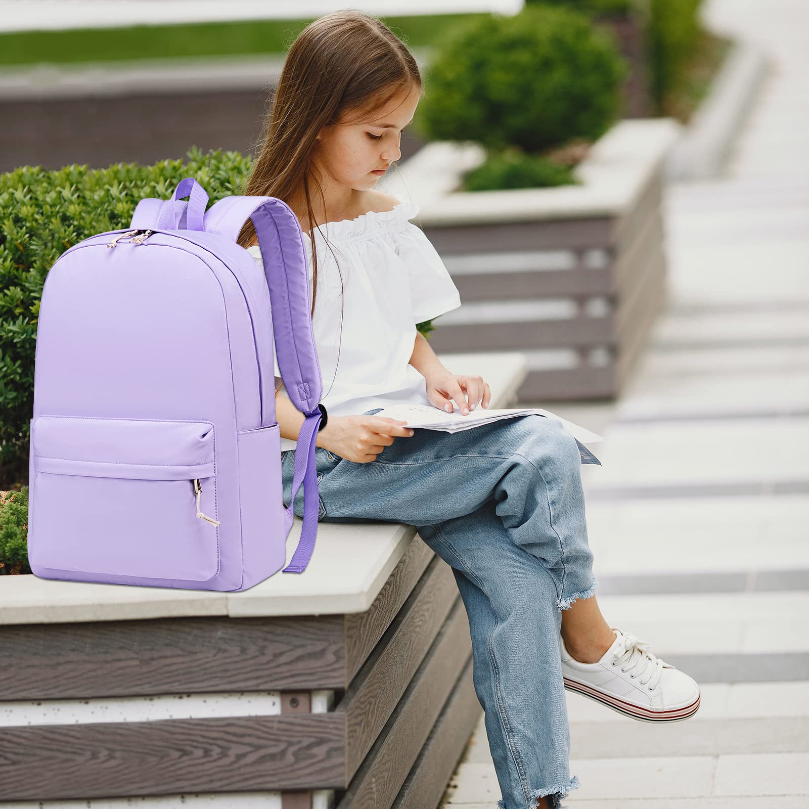 Teen Girls School Backpack - Laptop Bookbag for Travel & College (Purple)