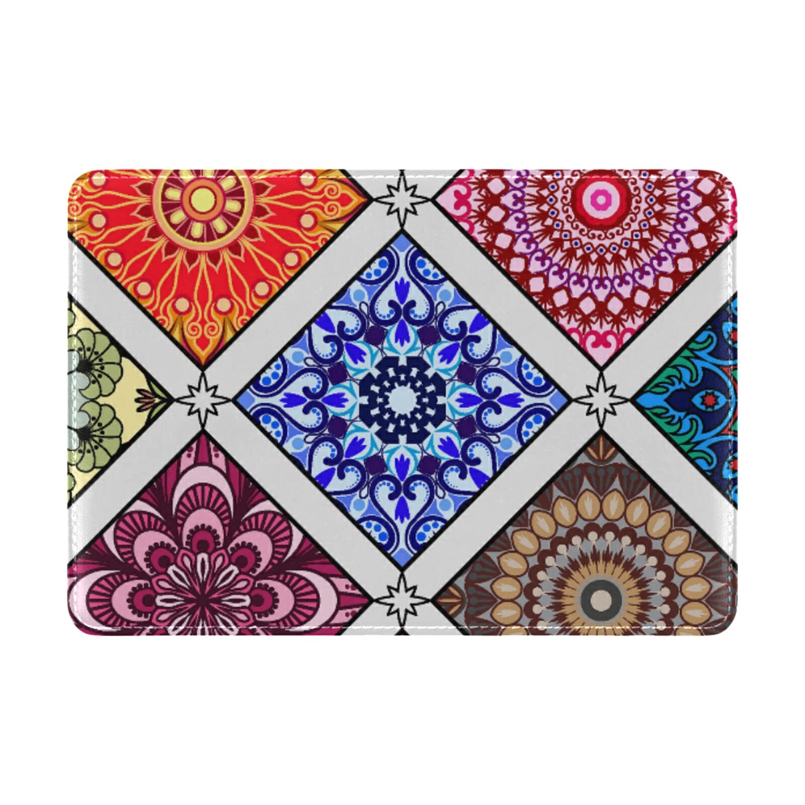 Ethnic Mandala Leather Passport Cover - Travel Wallet for Men & Women