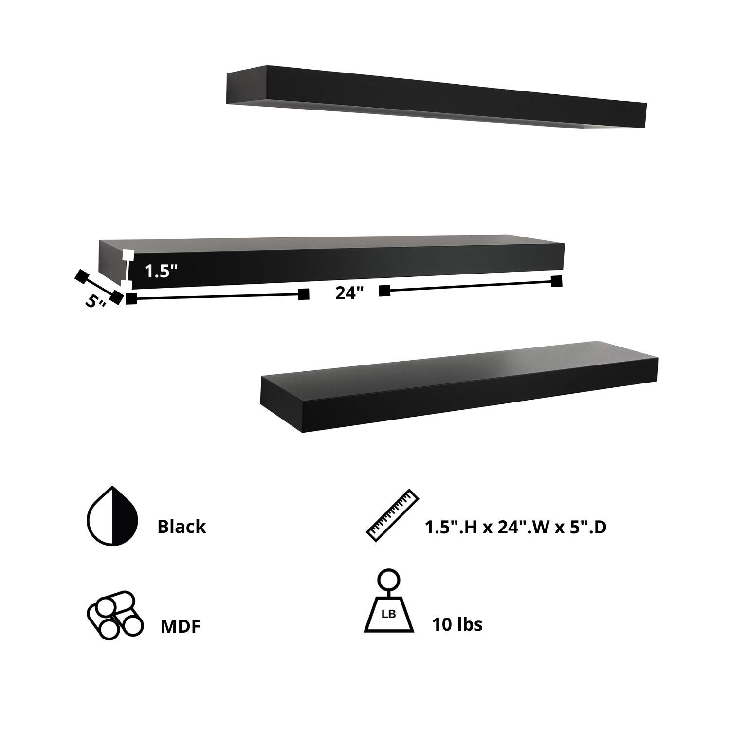 Kiera Grace Set of 3 Floating Wall Shelves - 24