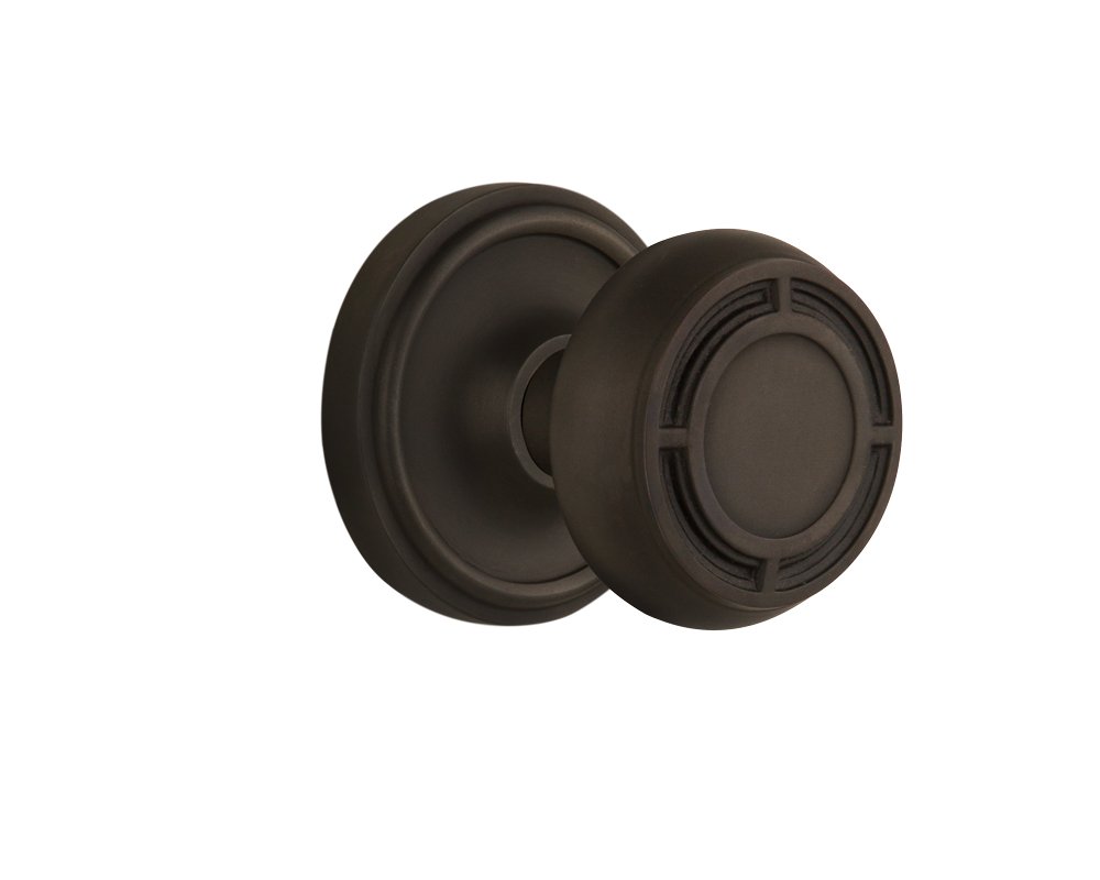 Nostalgic Warehouse Classic Rosette Mission Door Knob Set - Double Dummy in Oil-Rubbed Bronze Finish | Vintage Style Cabinet & Drawer Pulls for Farmhouse, Cottage & Traditional Home Decor