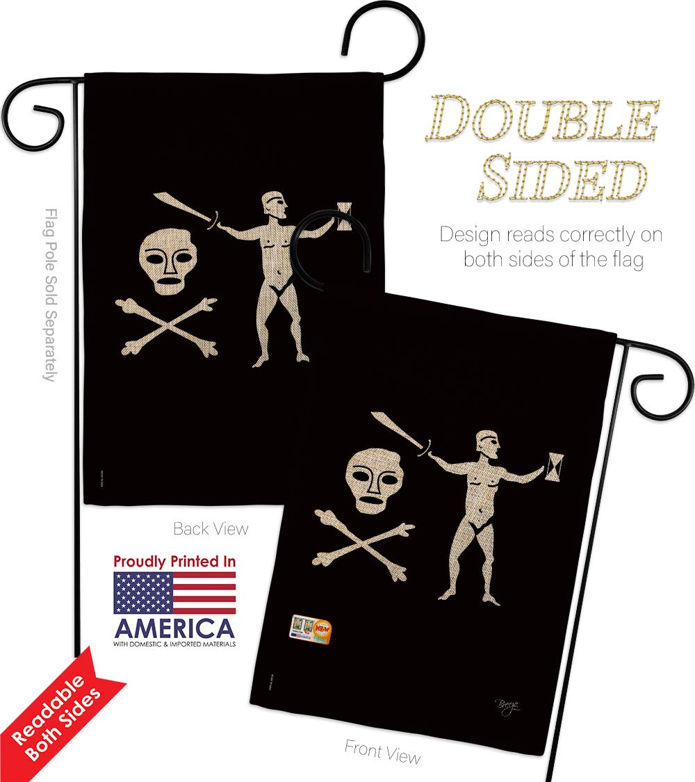Pirate Ship Burlap Garden Flag Set - Coastal Skull Treasure Map Decor for Yard