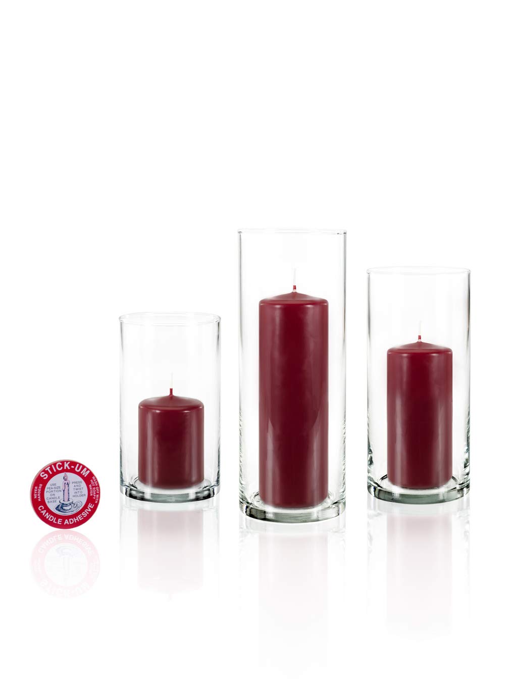 Yummi Set of 36 Slim Pillar and Cylinder Vases in Burgundy - Elegant Wedding Centerpieces, Home Decor, Party Table Arrangements