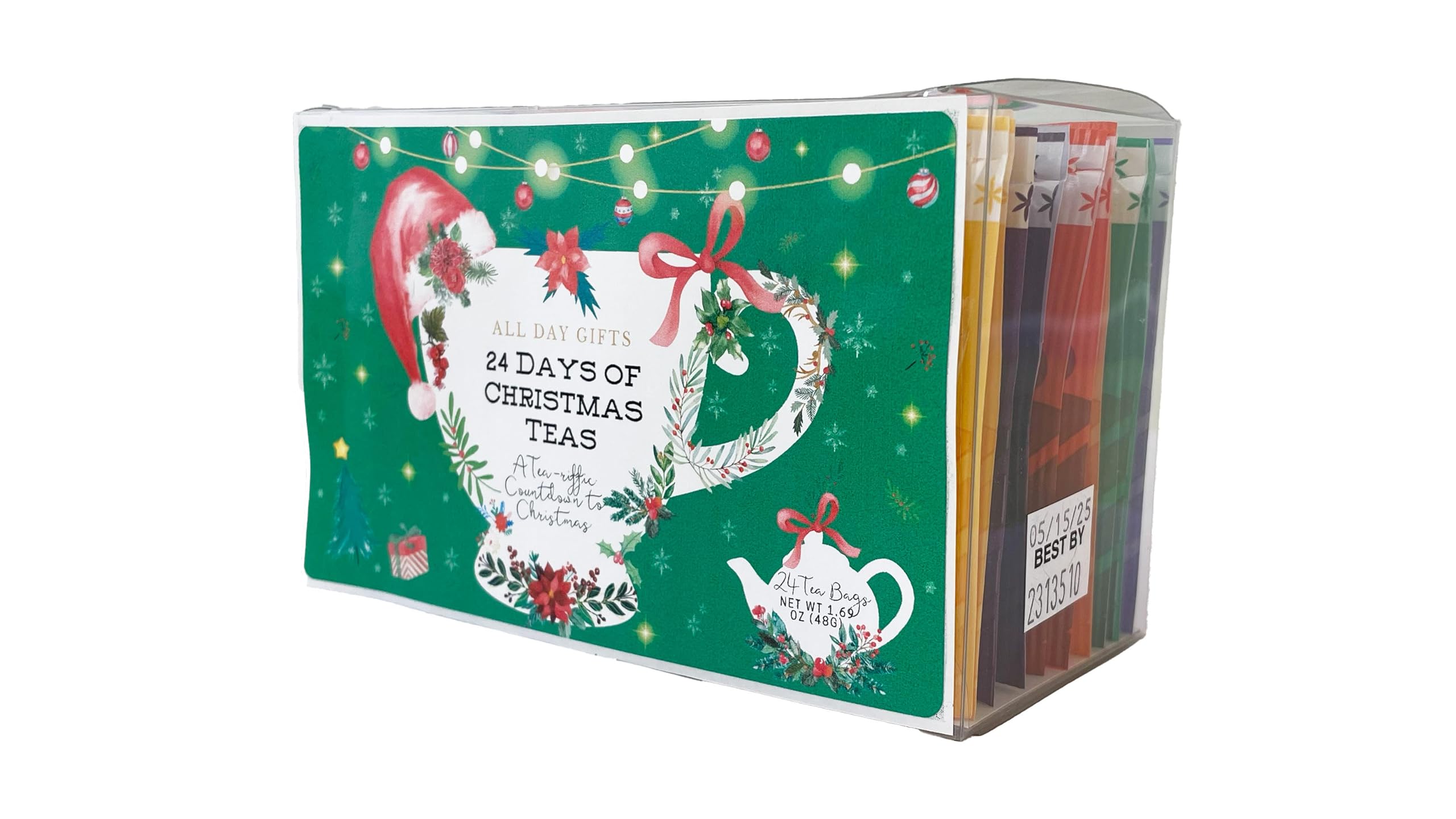 24 Days of Christmas Advent Calendar Tea Gift Set - 24 Individually Wrapped Holiday Tea Bags for Countdown, Gifting & Cozy Winter Nights