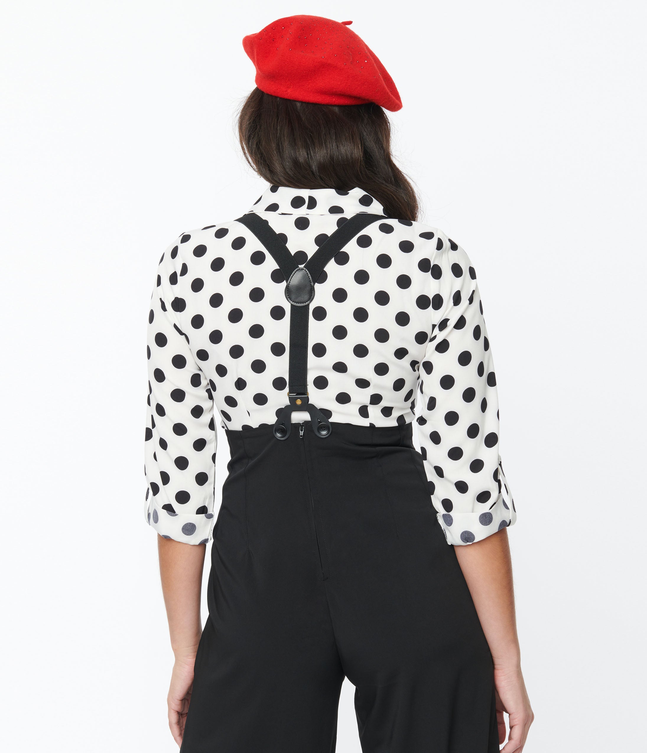 Vintage 1940s Sheer White & Black Polka Dot Olivia Blouse - Retro 40s Style Women's Top for Tea Parties & Vintage Fashion Events