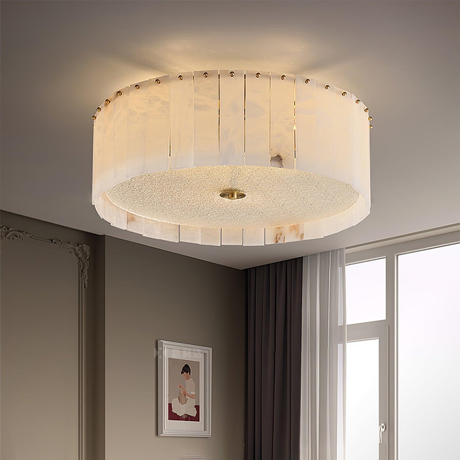 Elysian Alabaster Ceiling Light Fixture - Modern White Chandelier for Living Room, Bedroom & Dining Room Lighting Decor