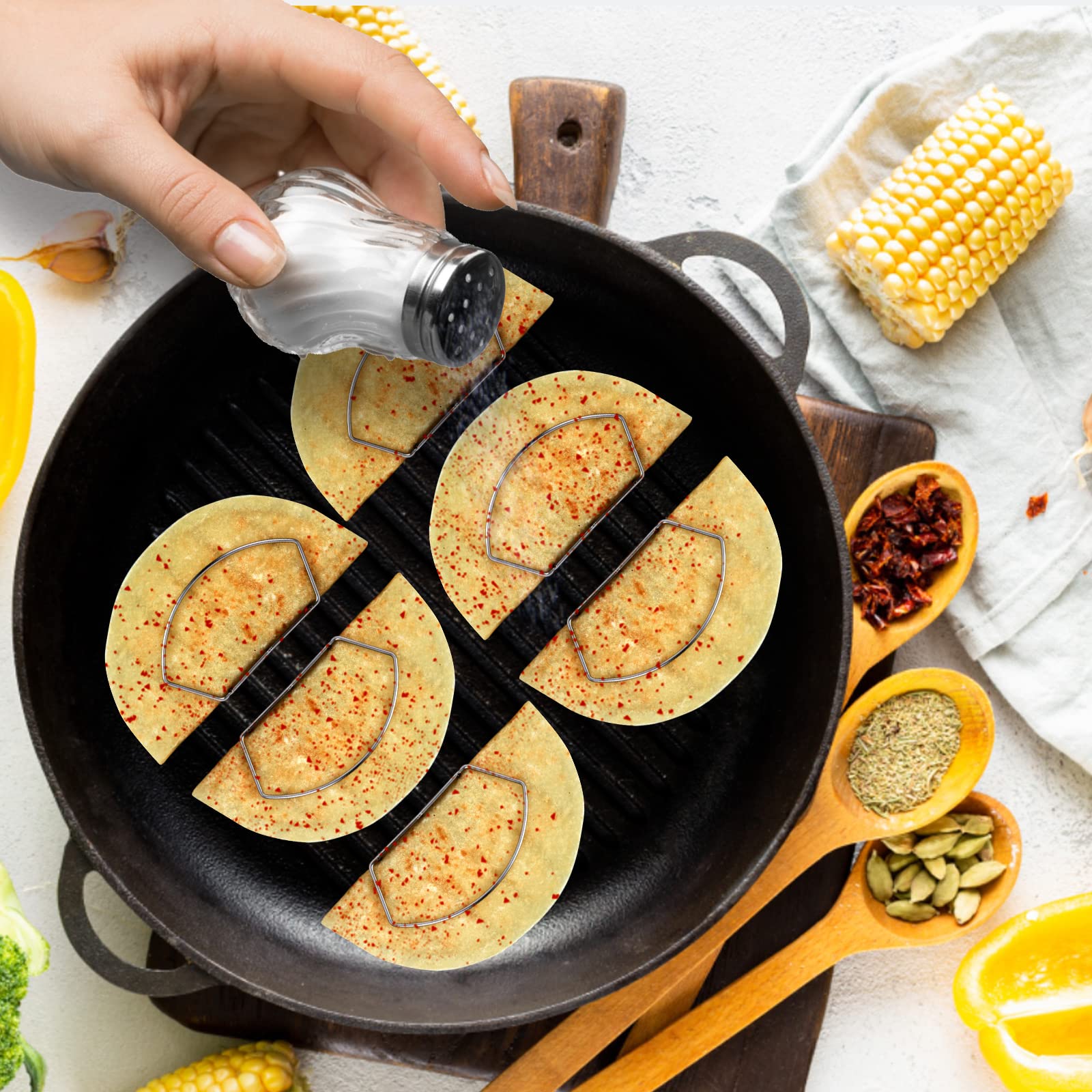 Stainless Steel Taco Shell Mold Stand - 2 Pack Taco Shell Maker for Baking, Frying & Air Frying | Create Crispy Flat-Bottom Tacos at Home | Perfect for Taco Tuesday, Parties & Mexican Cuisine