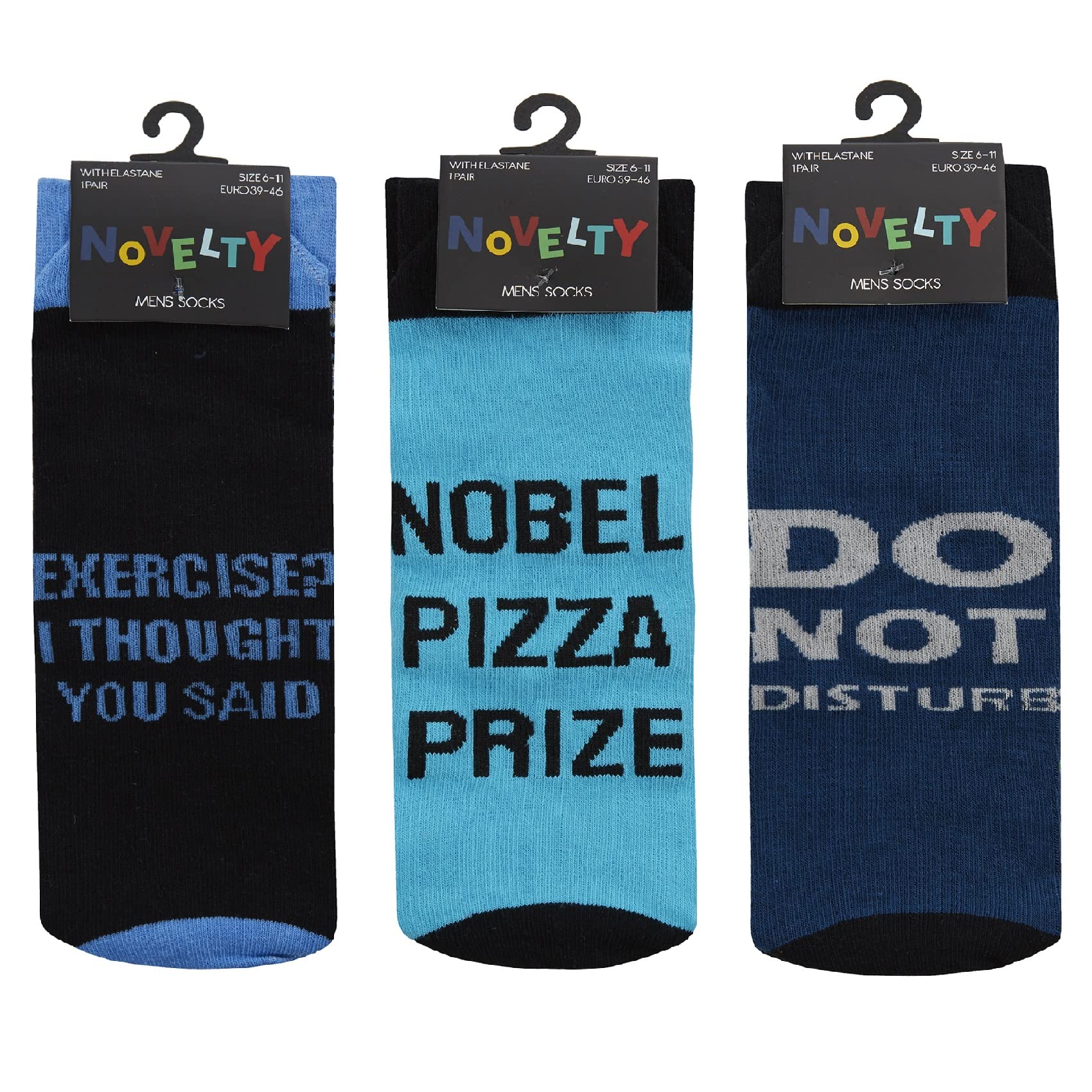 Funny Men's Novelty Socks Pack of 3 - Cool Graphic Crew Socks with Humorous Slogans - Perfect Gift for Dad, Husband & Boyfriend - Great for Casual Wear, Gifts & Special Occasions