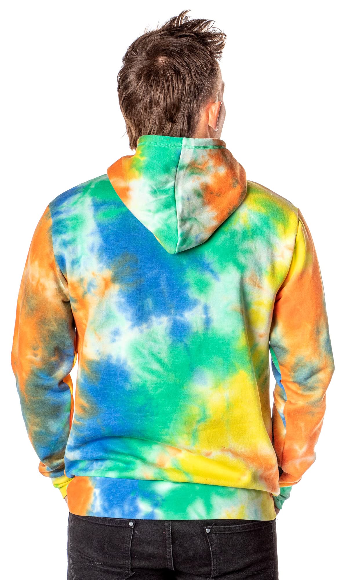Mad Engine SpongeBob SquarePants Men's Tie-Dye Pullover Hoodie - Patrick & SpongeBob Stay Weird Design | Casual Wear, Cosplay, Gift for Fans | Perfect for Halloween, Comic Con & Everyday Outfits