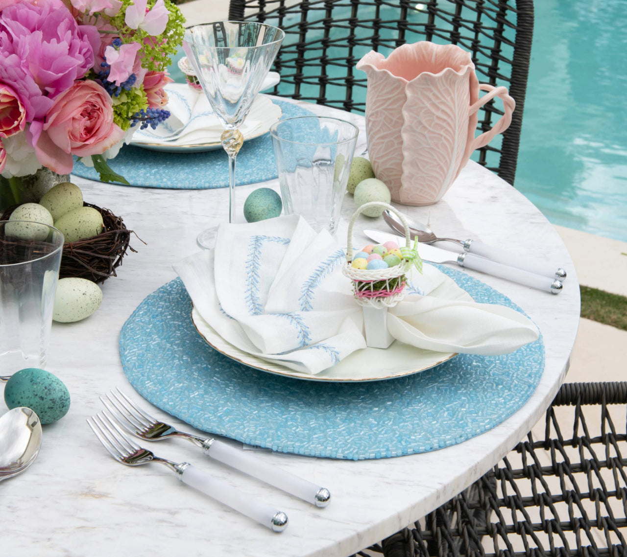 Premium Periwinkle Perennial Placemats Set of 4 - Waterproof & Heat-Resistant for Dining Table, Kitchen, and Outdoor Use