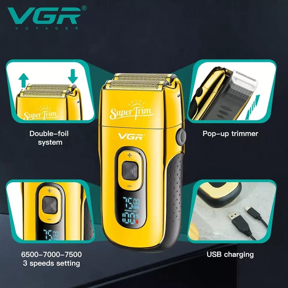 Rechargeable Electric Razor for Men - Wet & Dry Shaver with Beard Trimmer & Hair Clipper - Perfect for Travel, Home, and Gym Use