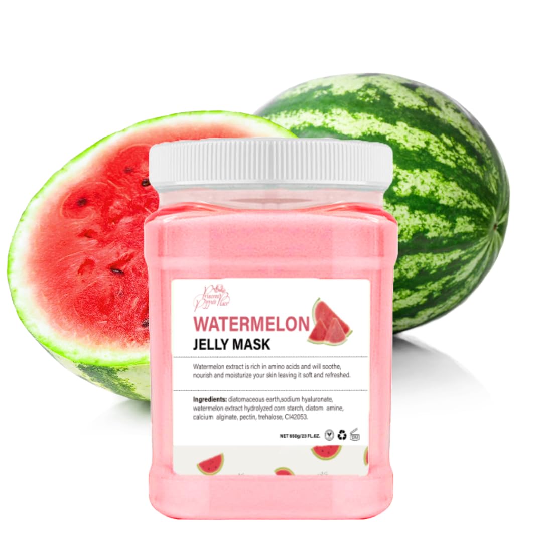 Princess Pippa's Place Watermelon Jelly Mask Powder - Hydrating Peel Off Face Mask for Glowing Skin, Moisturizing & Anti-Aging Treatment (650g/23oz) - Perfect for Spa Nights & Self-Care Routines