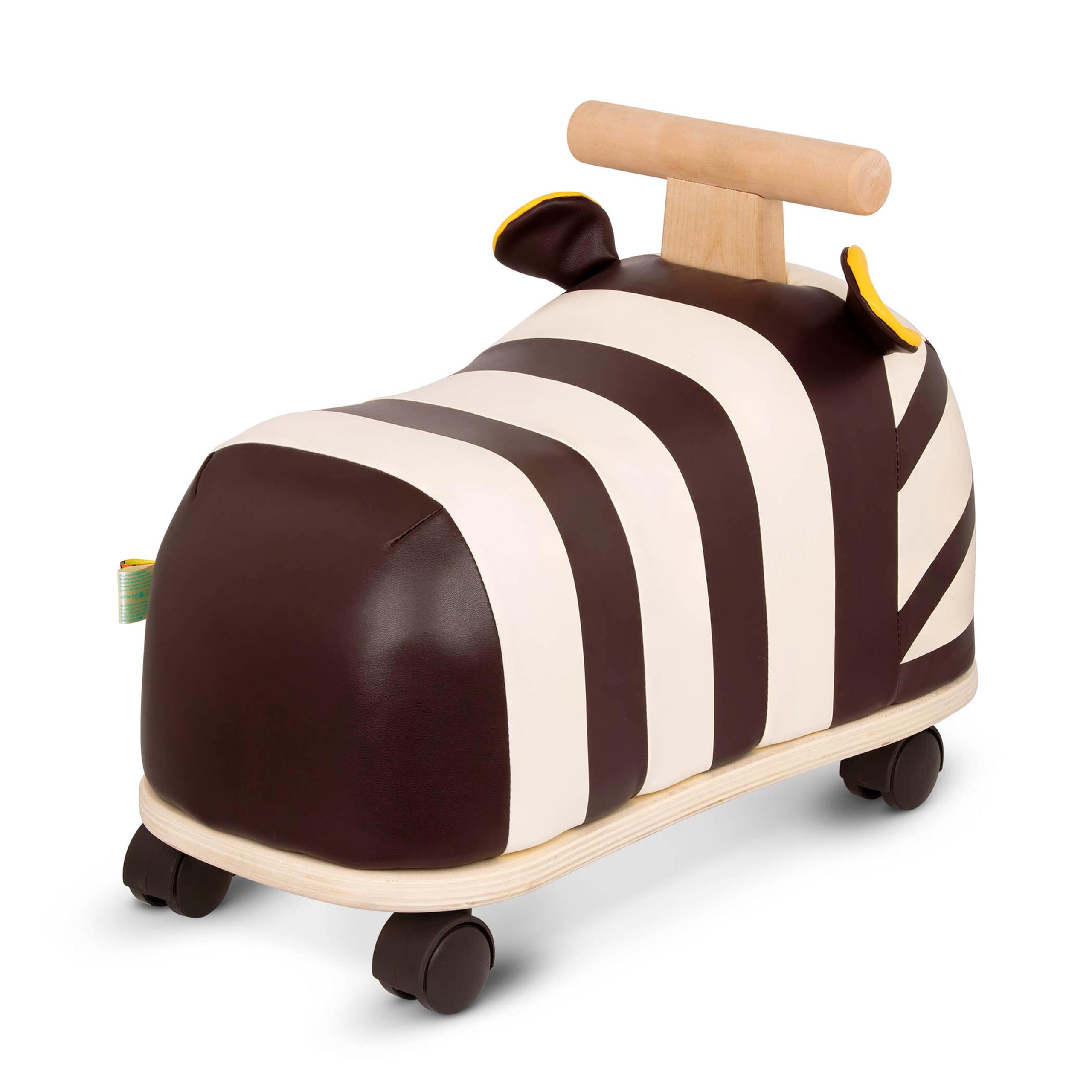 B. Toys Zippity Zebra Wooden Ride-On Toy for Toddlers 18+ Months - Soft Seat, Sturdy Design - Perfect for Indoor Play & Outdoor Adventures